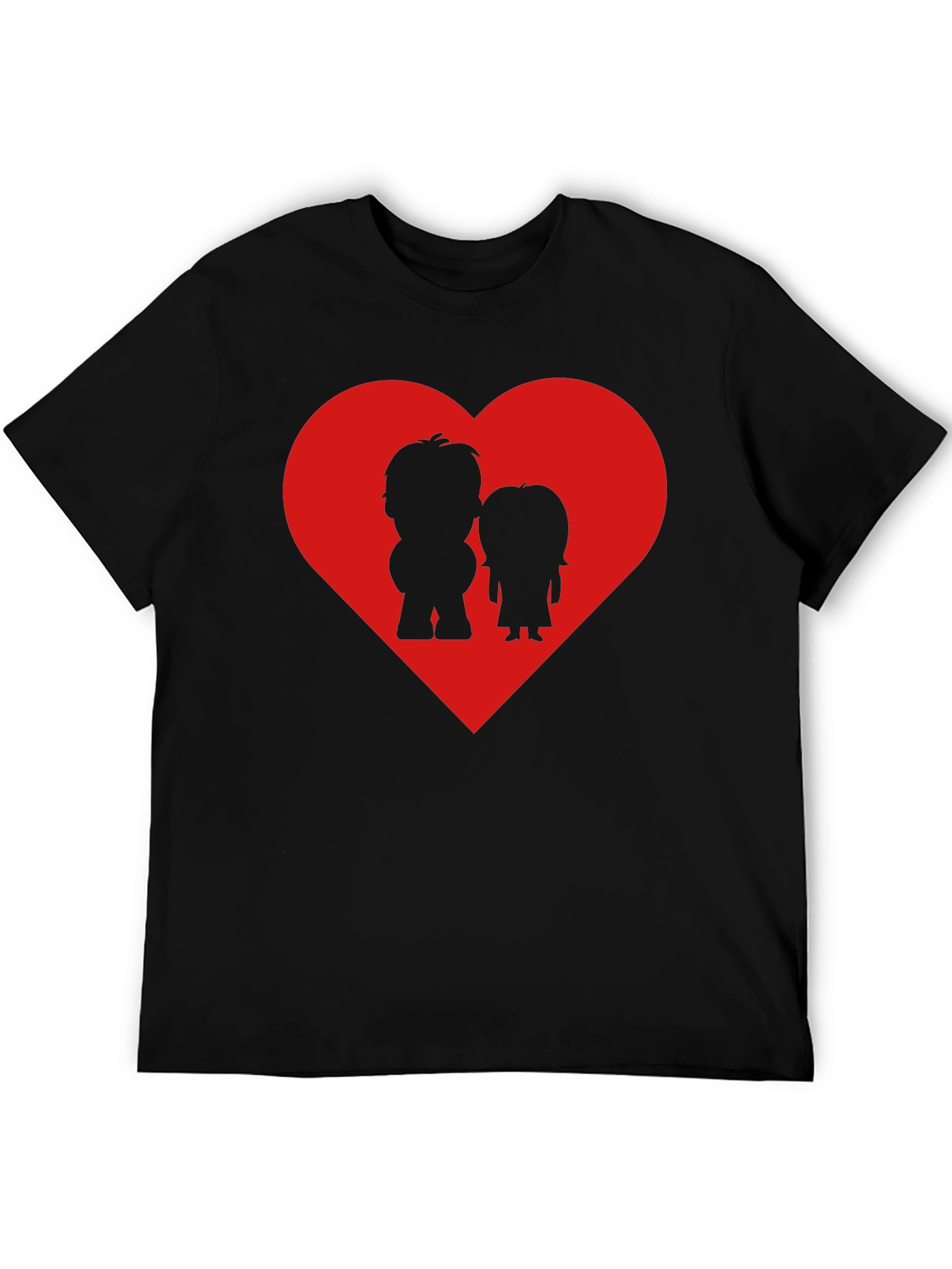 Couples Heart Graphic Tee - Black