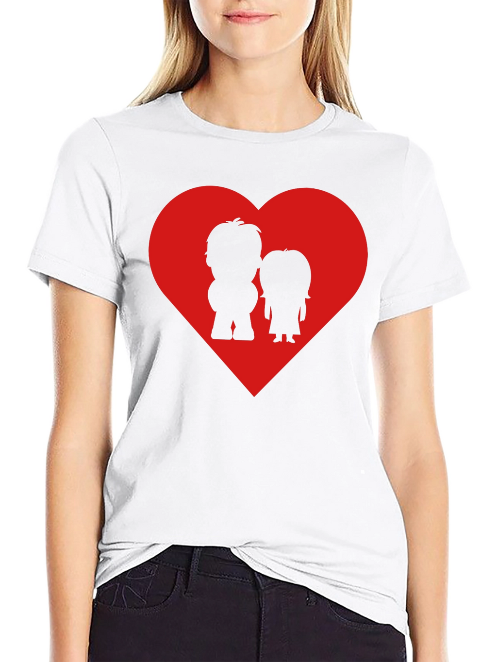 Couples Heart Graphic Tee - Black