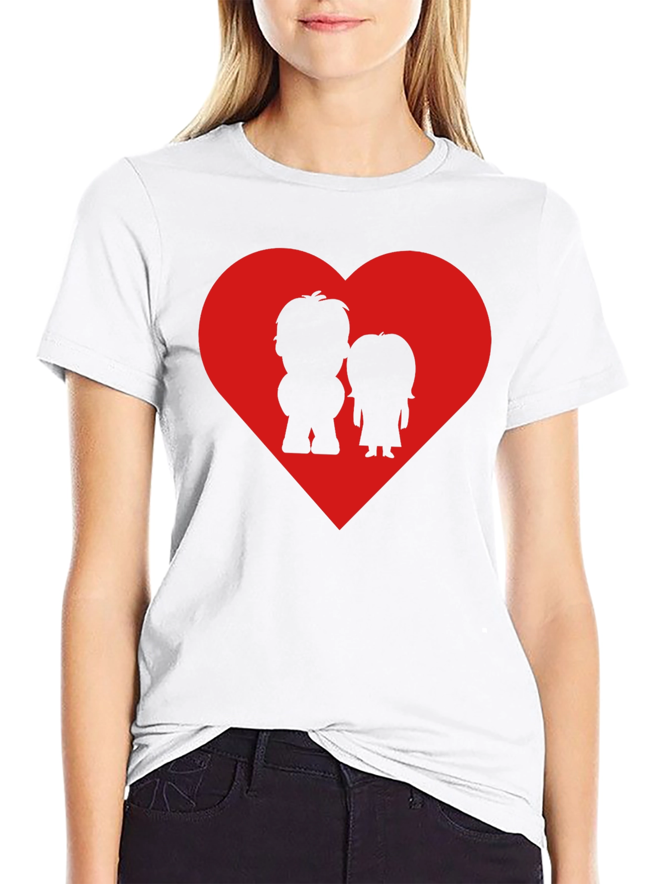 Couples Heart Graphic Tee - Black