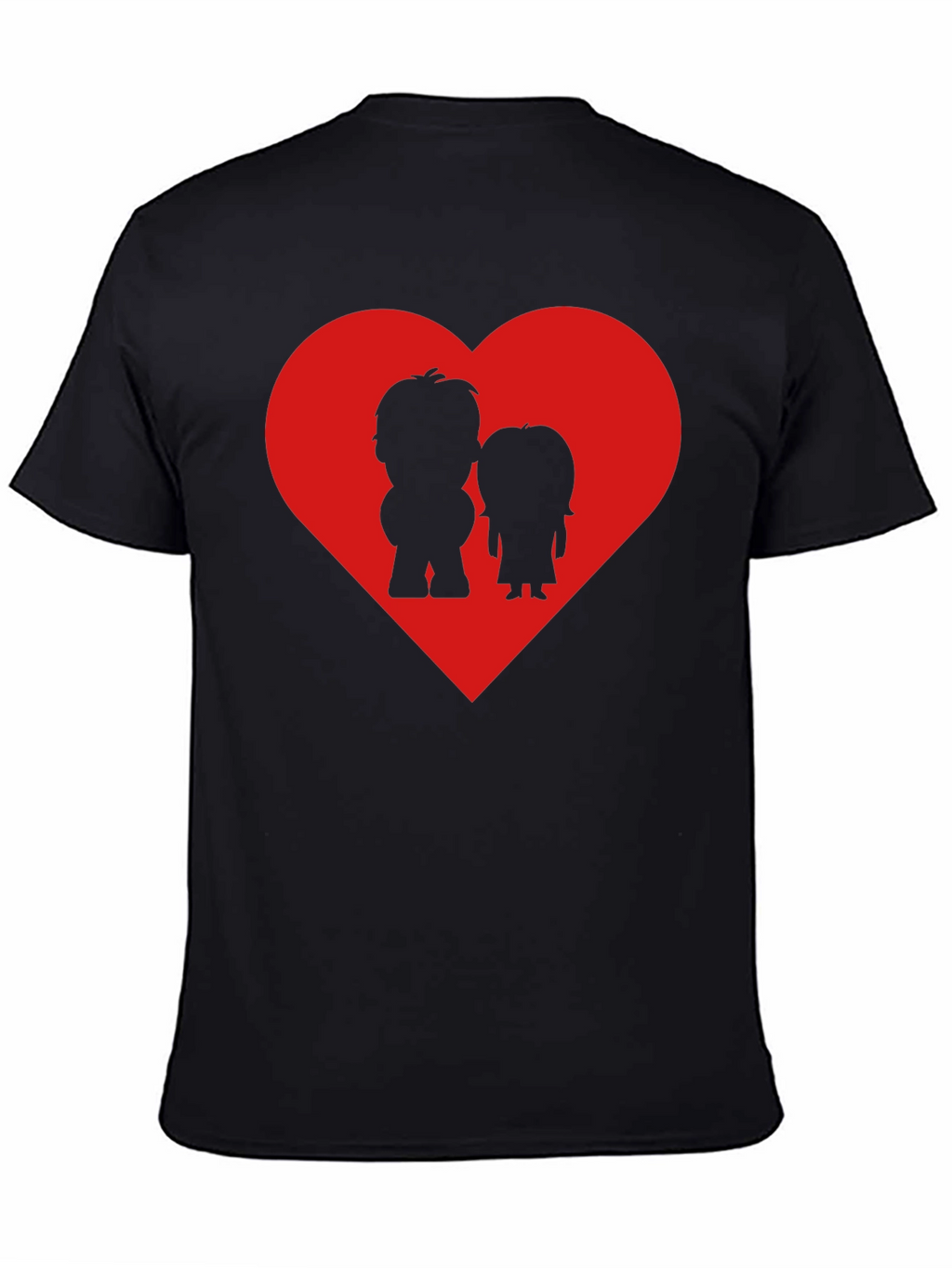 Couples Heart Graphic Tee - Black