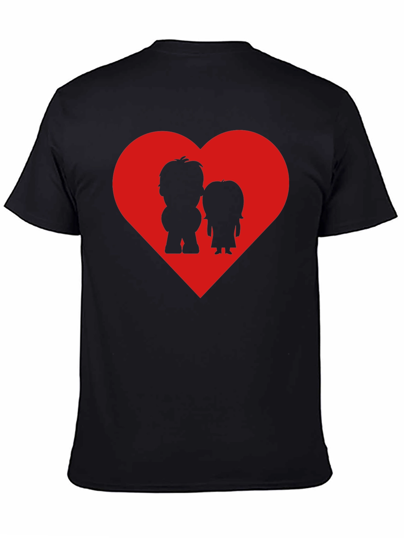 Couples Heart Graphic Tee - Black