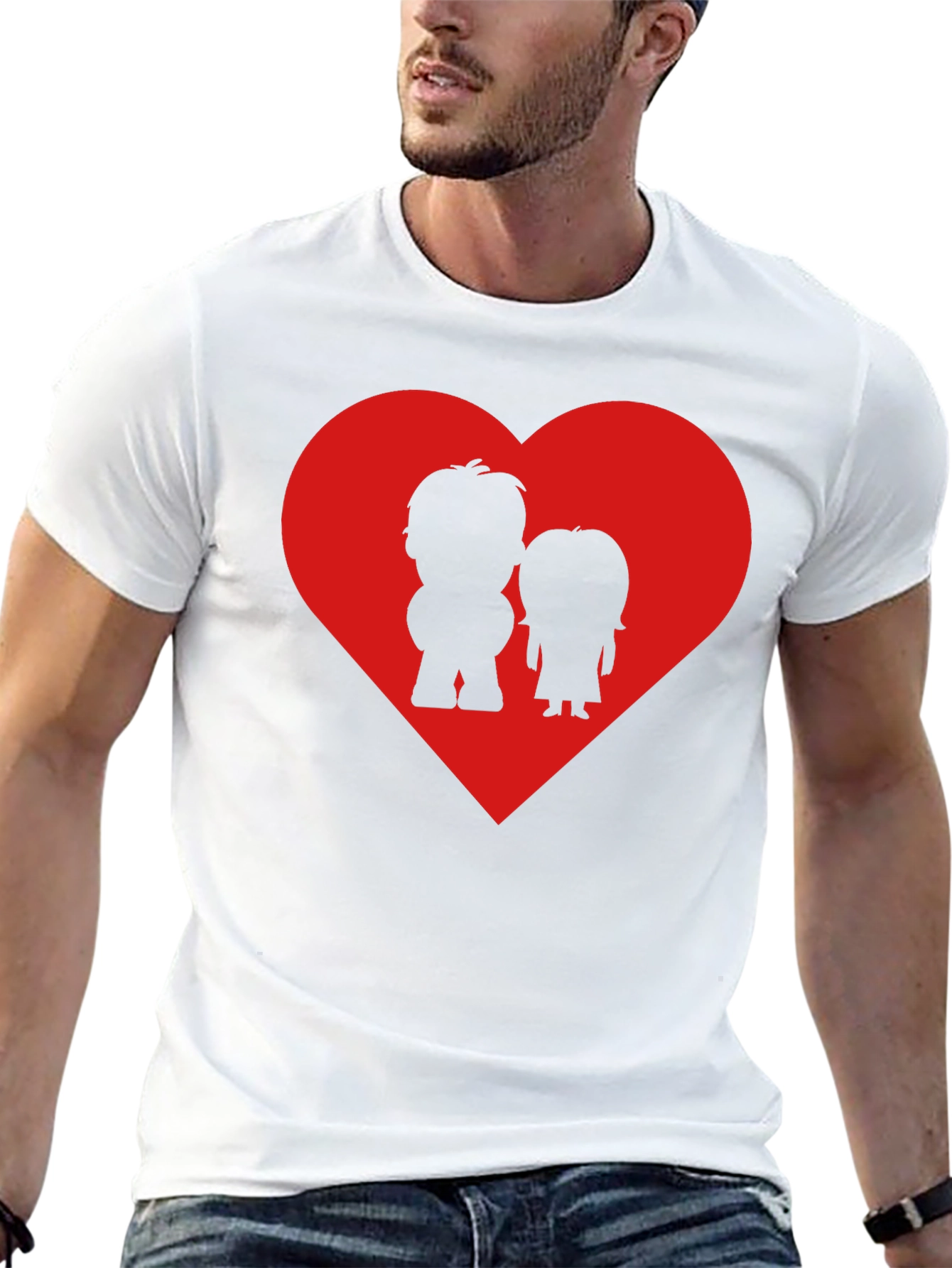 Couples Heart Graphic Tee - Black