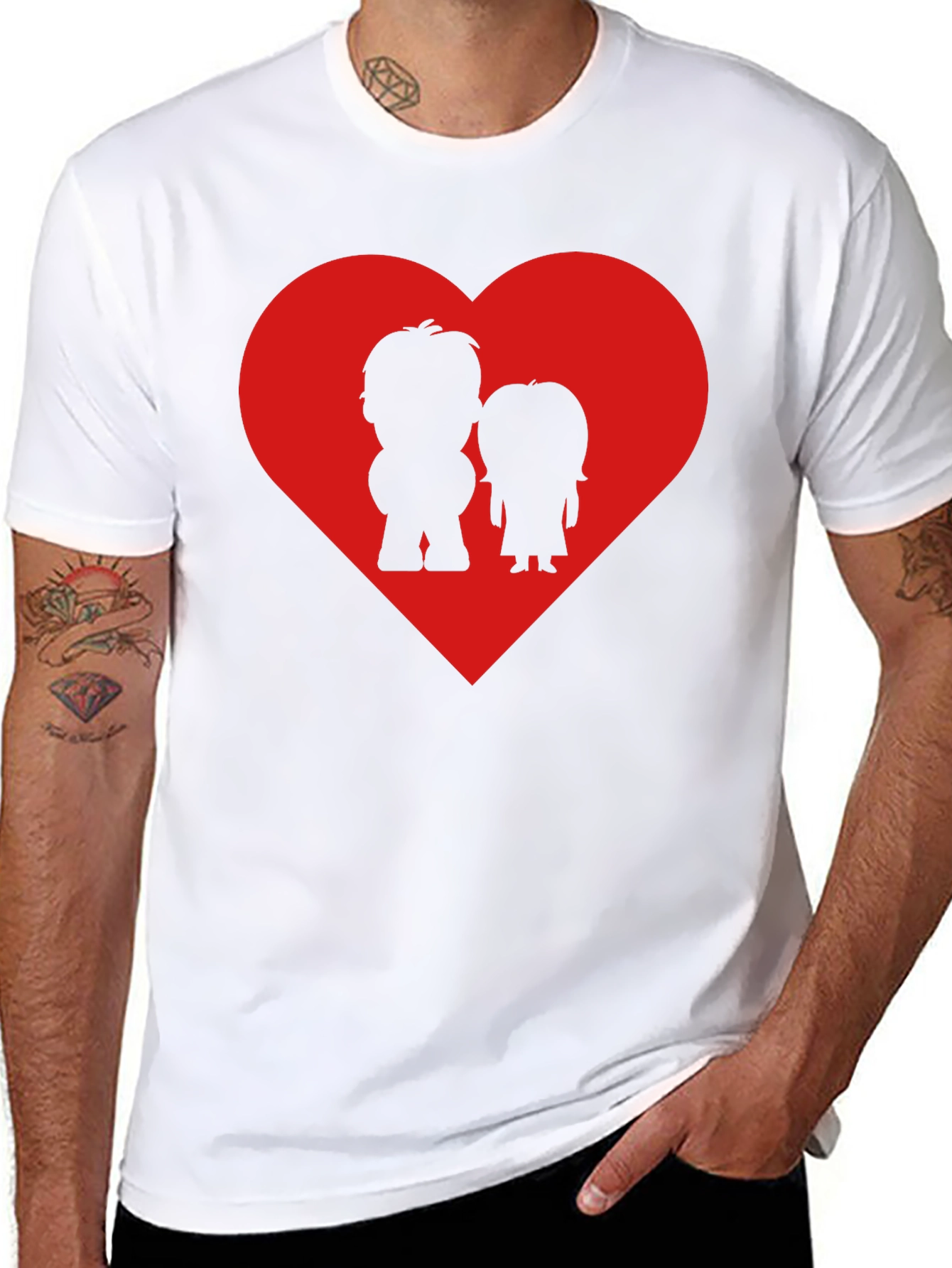 Couples Heart Graphic Tee - Black