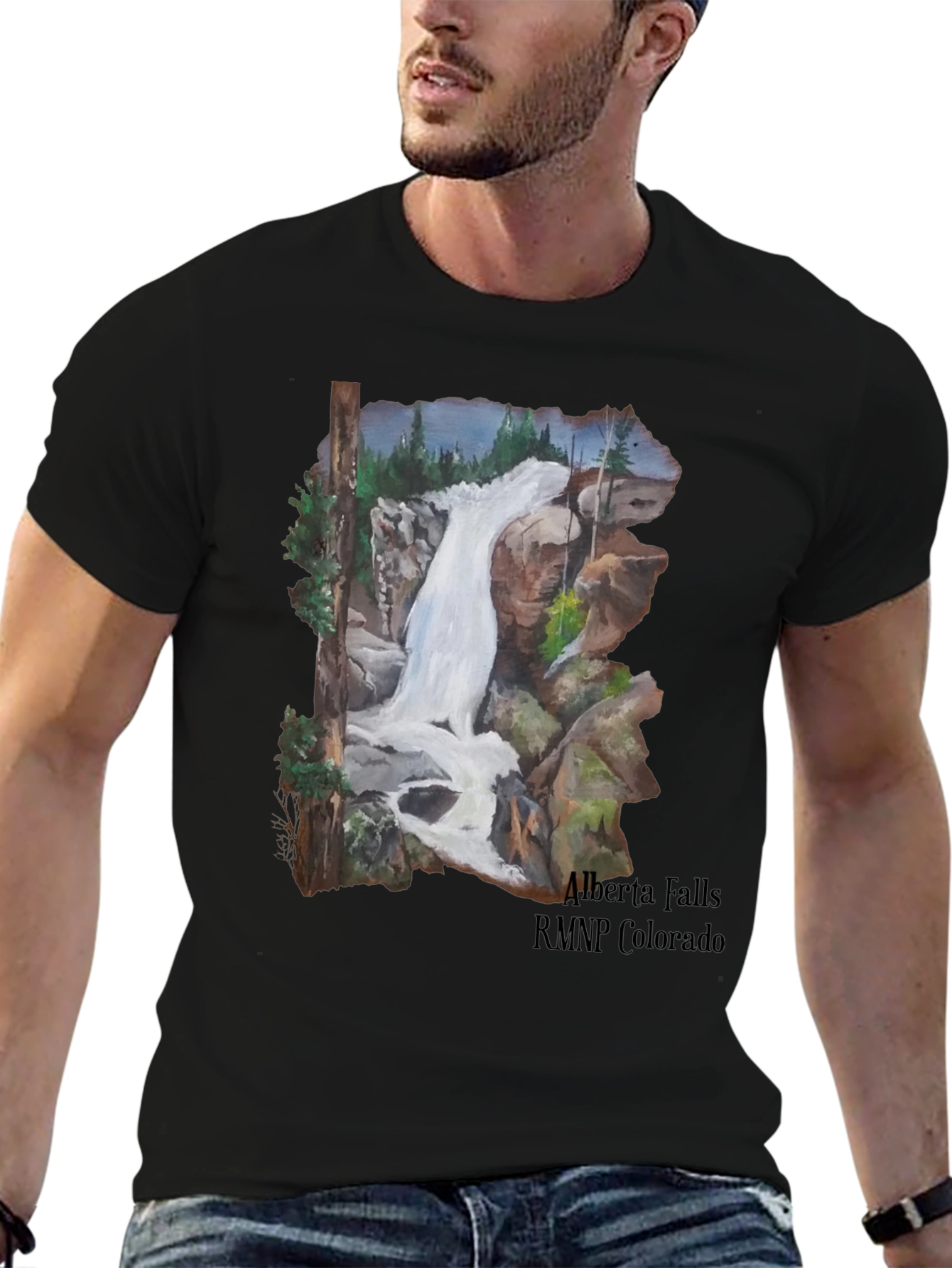 Alberta Falls RMNP Colorado Black T-Shirt
