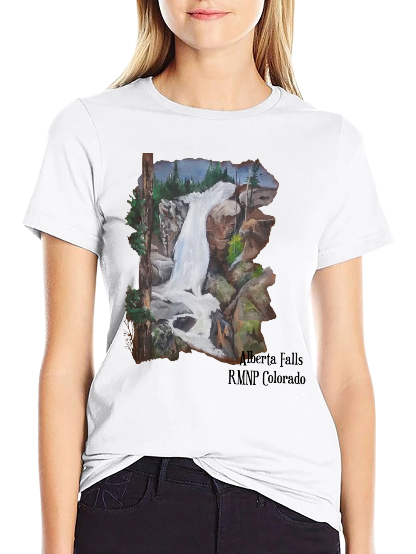 Alberta Falls RMNP Colorado Black T-Shirt