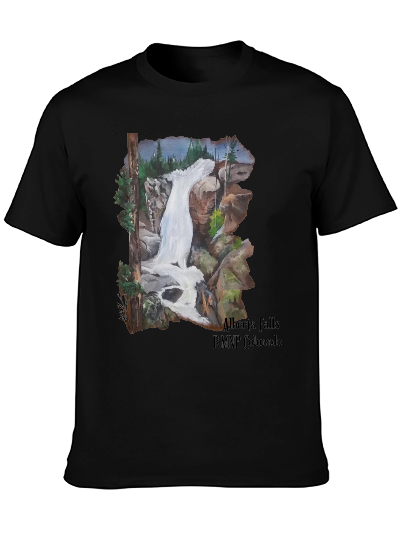 Alberta Falls RMNP Colorado Black T-Shirt