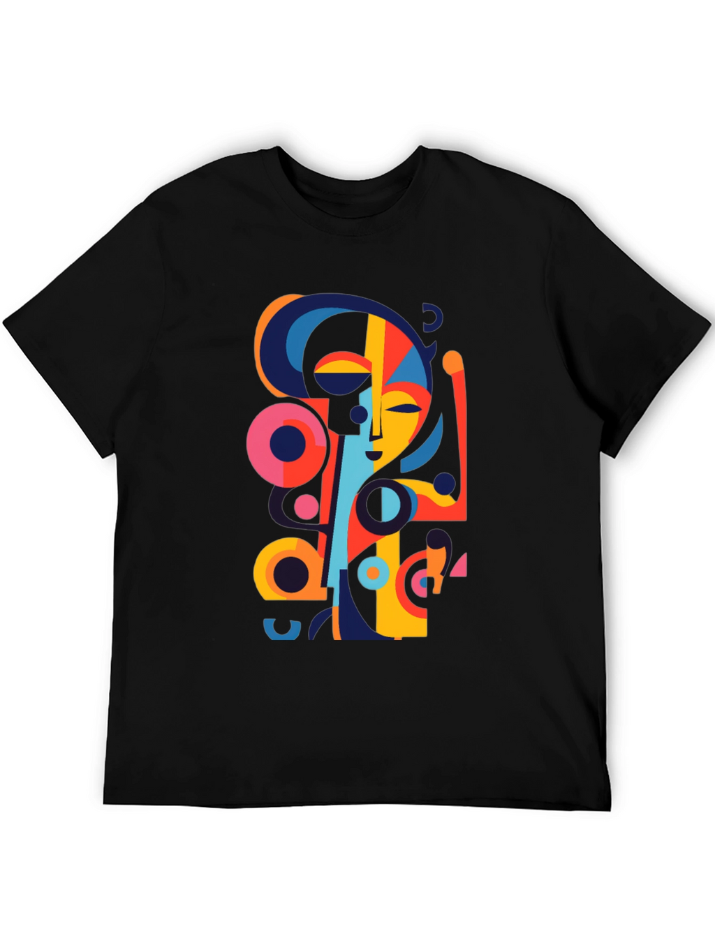 Abstract Face Graphic Black Tee