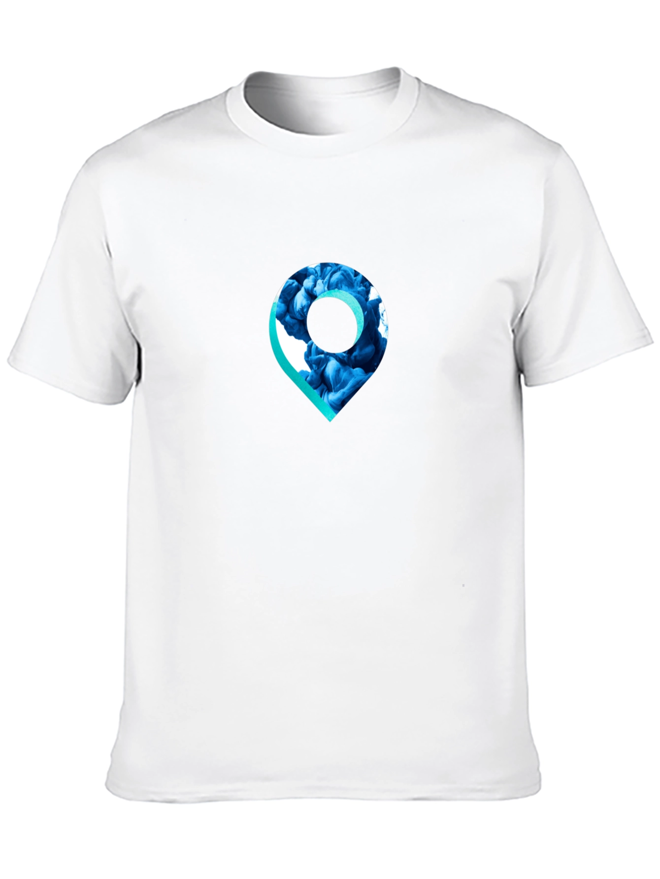 Stylish Black T-Shirt with Unique Location Pin Design
