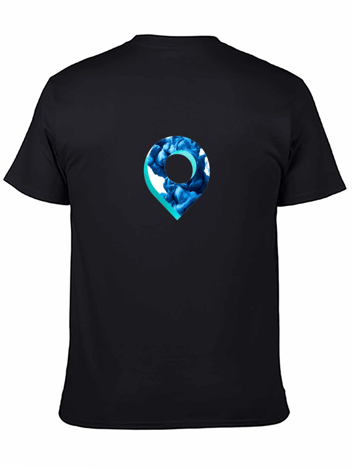 Stylish Black T-Shirt with Unique Location Pin Design