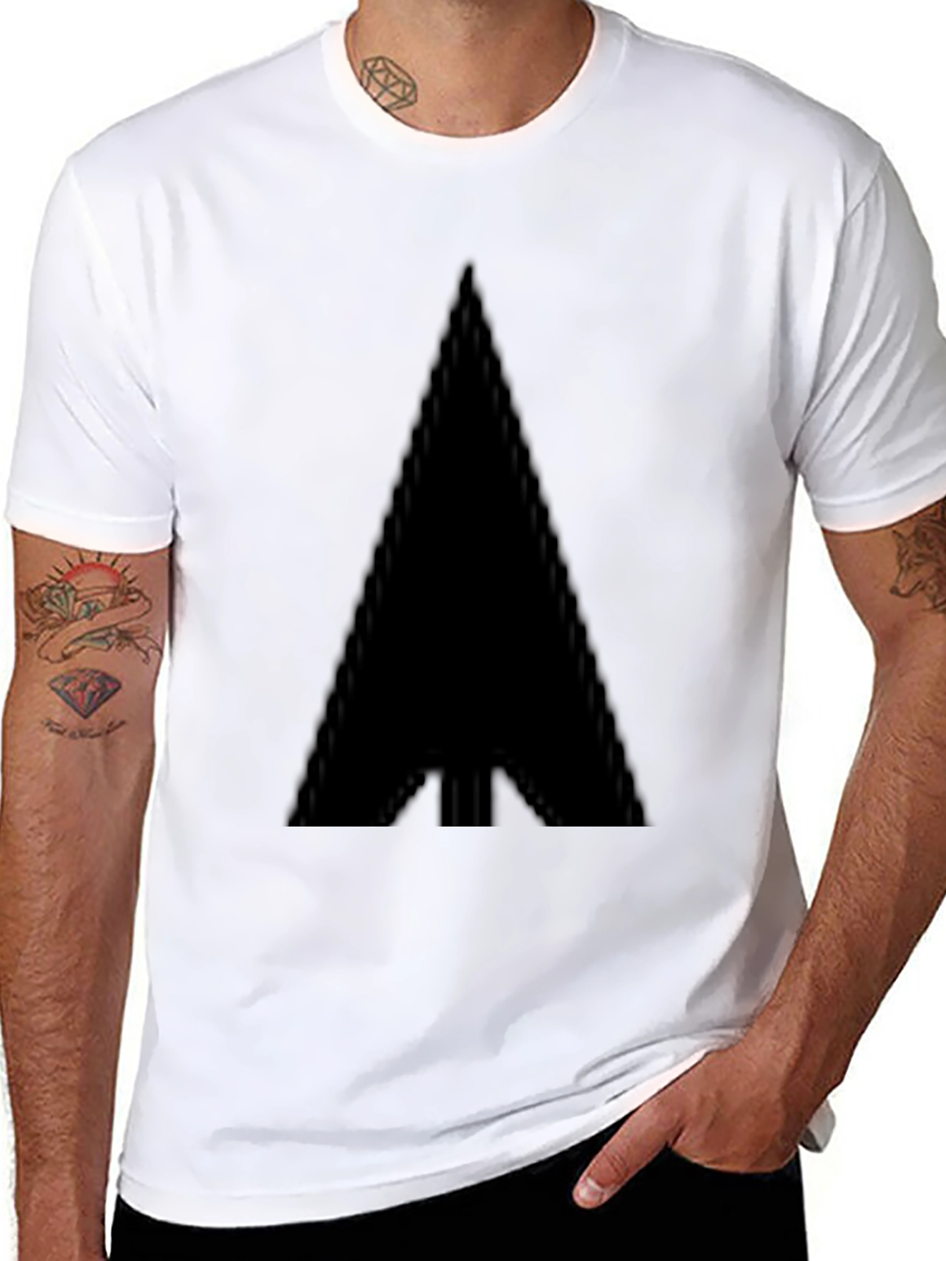 Black T-Shirt with Abstract Triangle Design