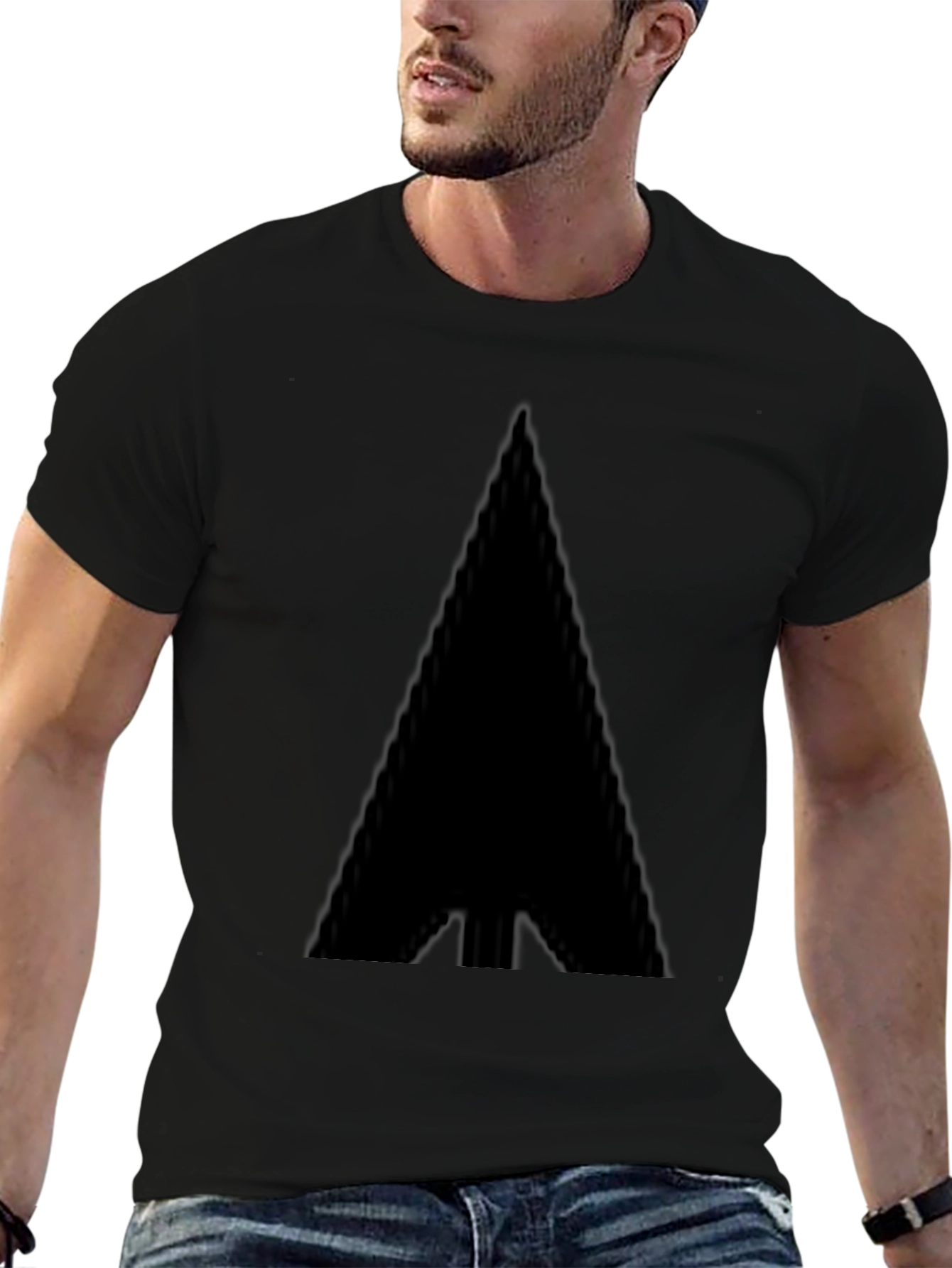 Black T-Shirt with Abstract Triangle Design