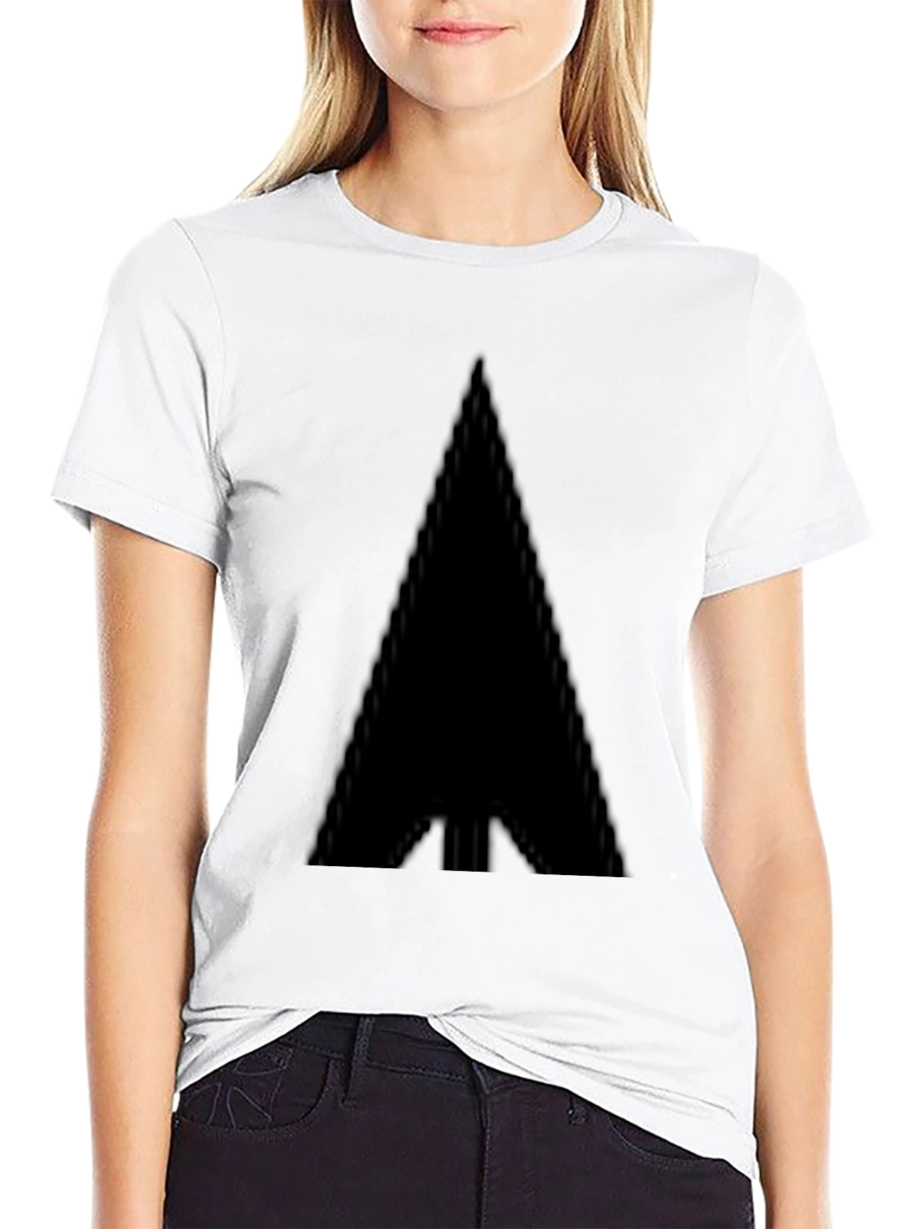 Black T-Shirt with Abstract Triangle Design
