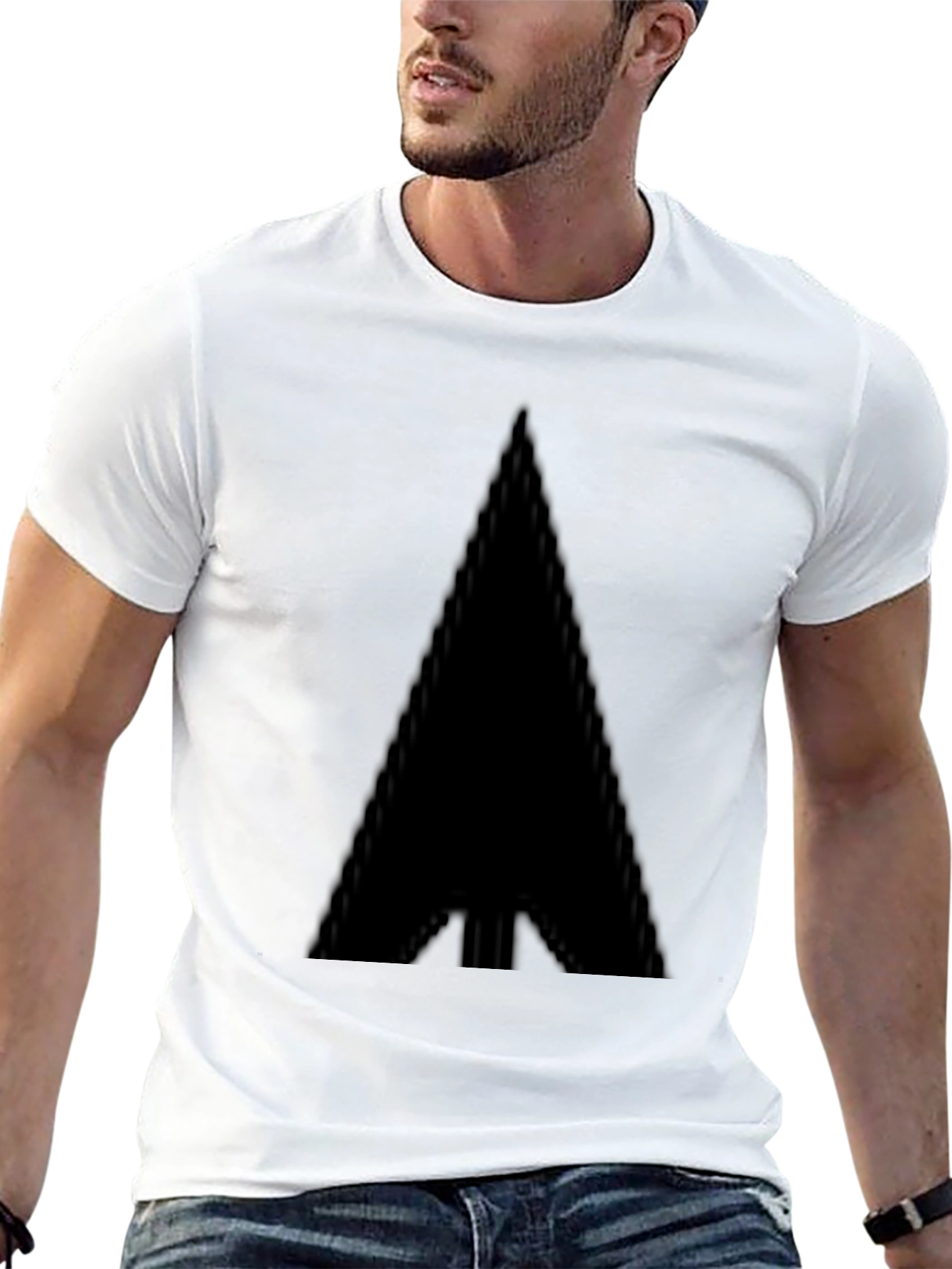 Black T-Shirt with Abstract Triangle Design