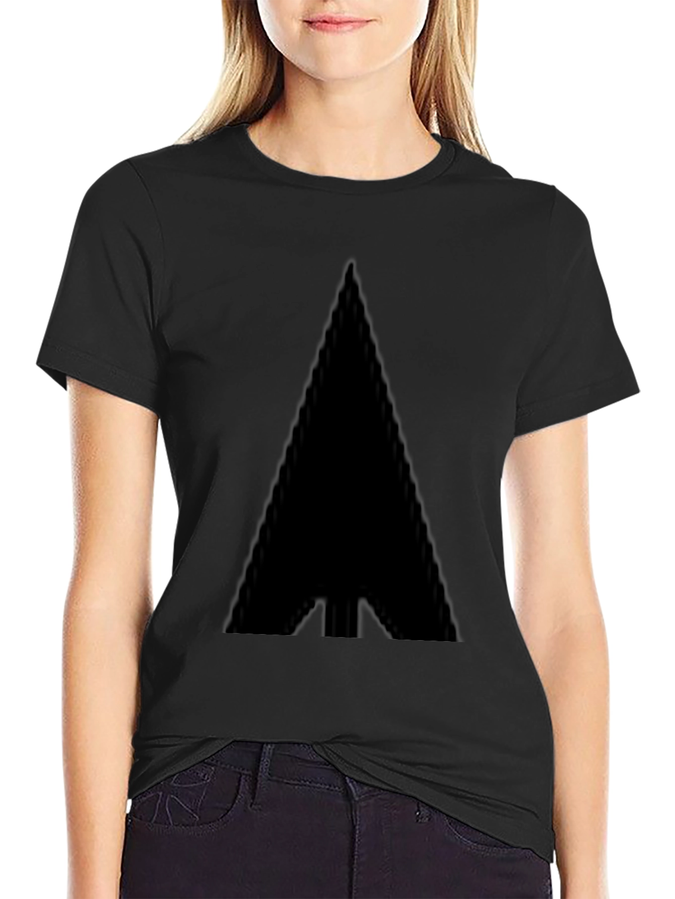 Black T-Shirt with Abstract Triangle Design