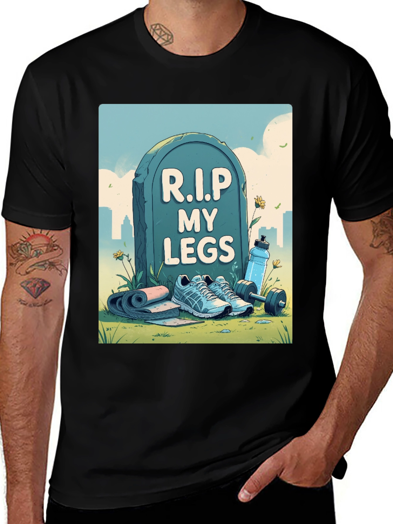 R.I.P My Legs Gym Humor Graphic Tee