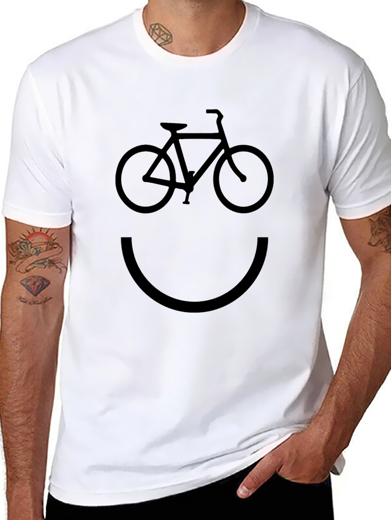 Bicycle Smiley Face T-Shirt - Classic Black Tee