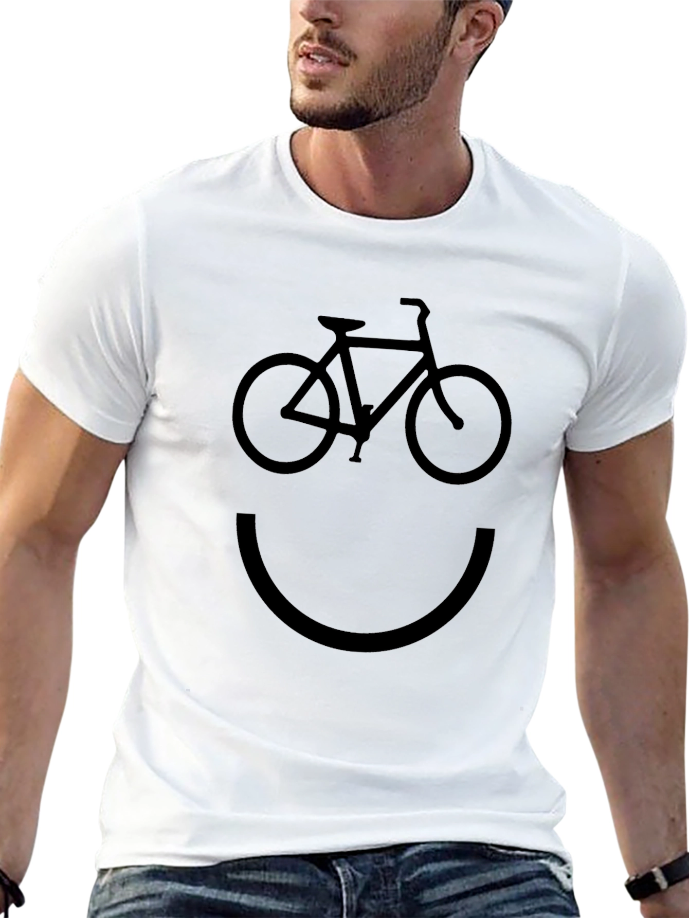 Bicycle Smiley Face T-Shirt - Classic Black Tee