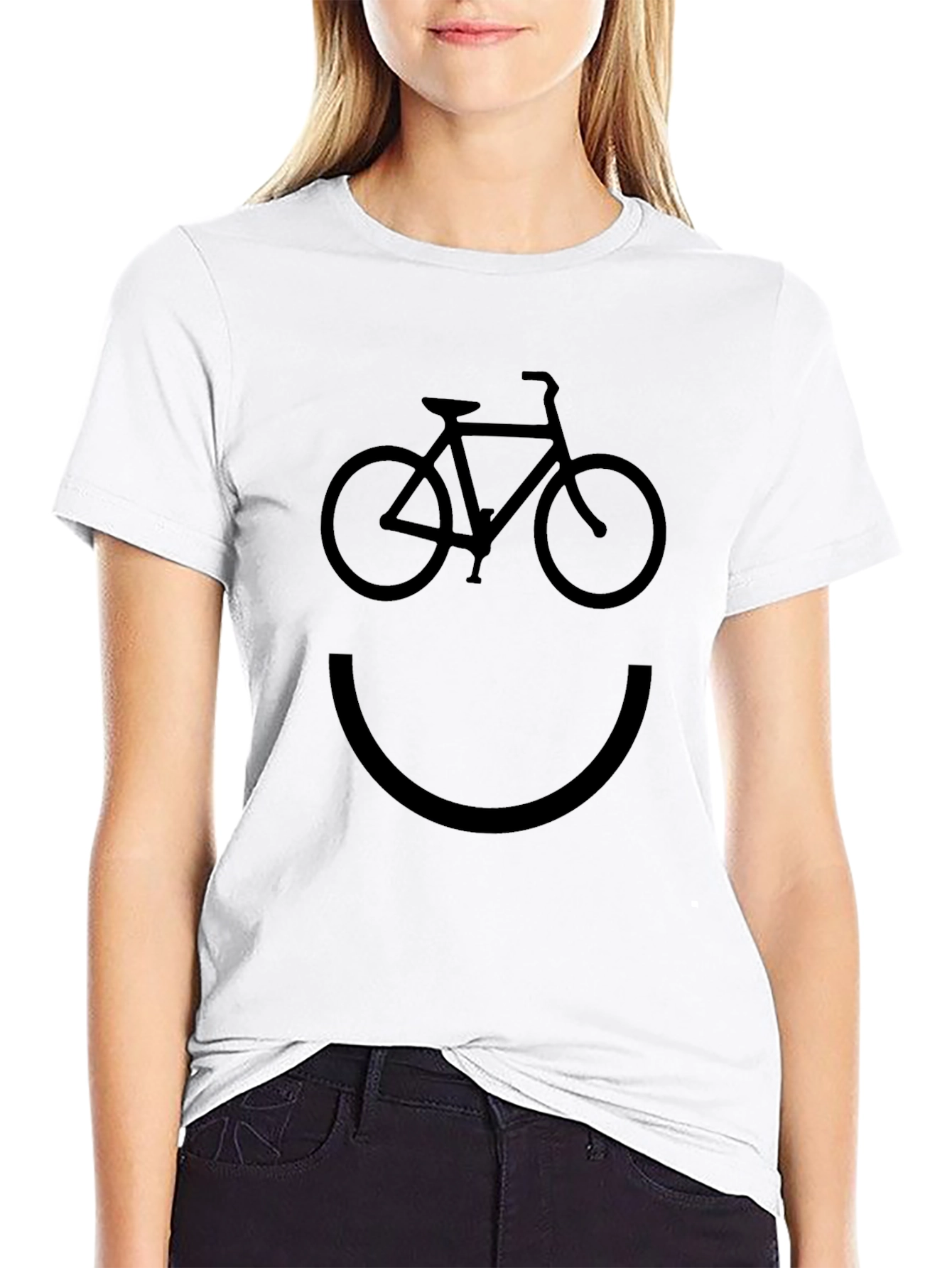 Bicycle Smiley Face T-Shirt - Classic Black Tee