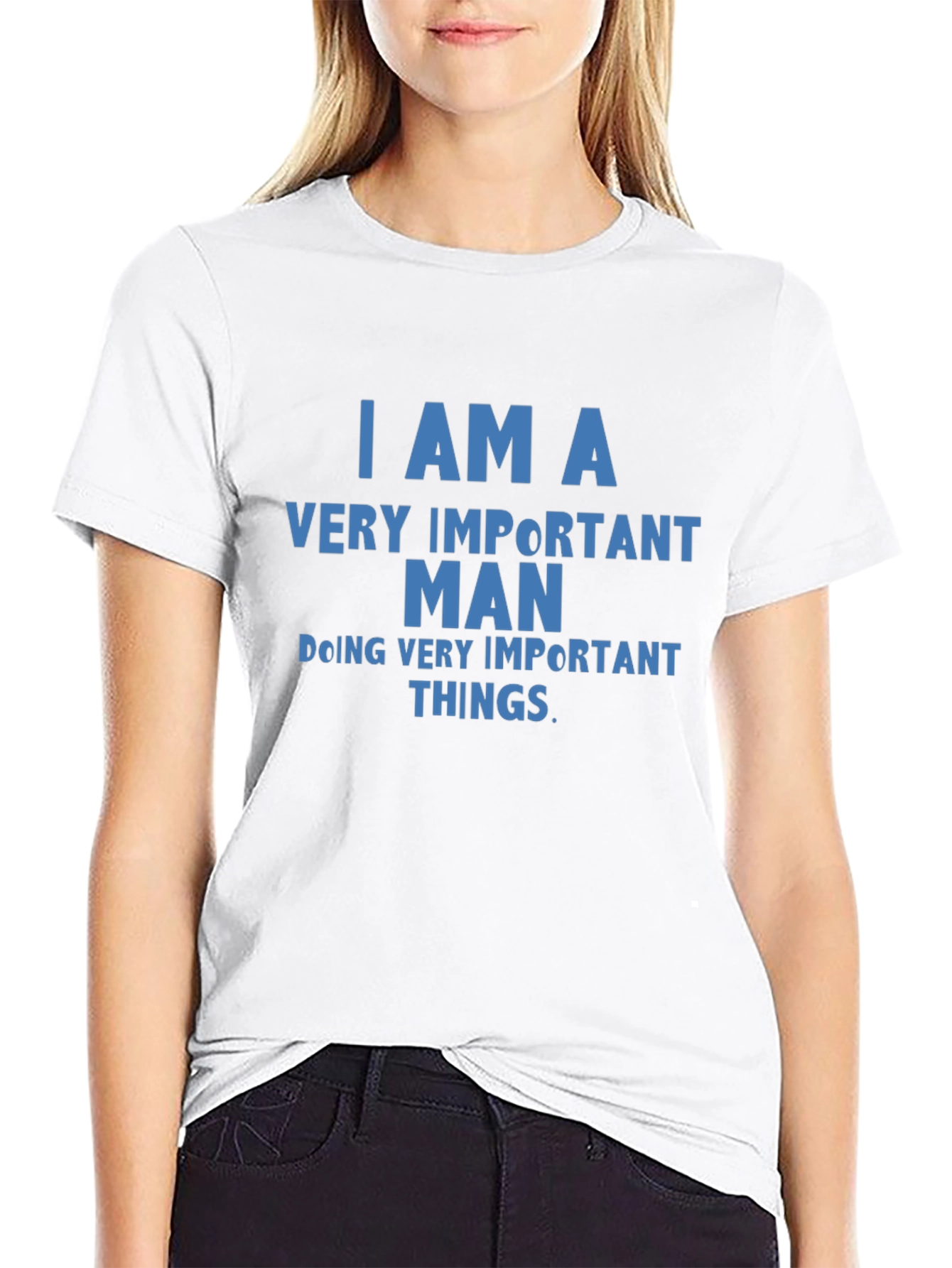 Important Man Graphic Tee - Black Cotton Blend T-Shirt