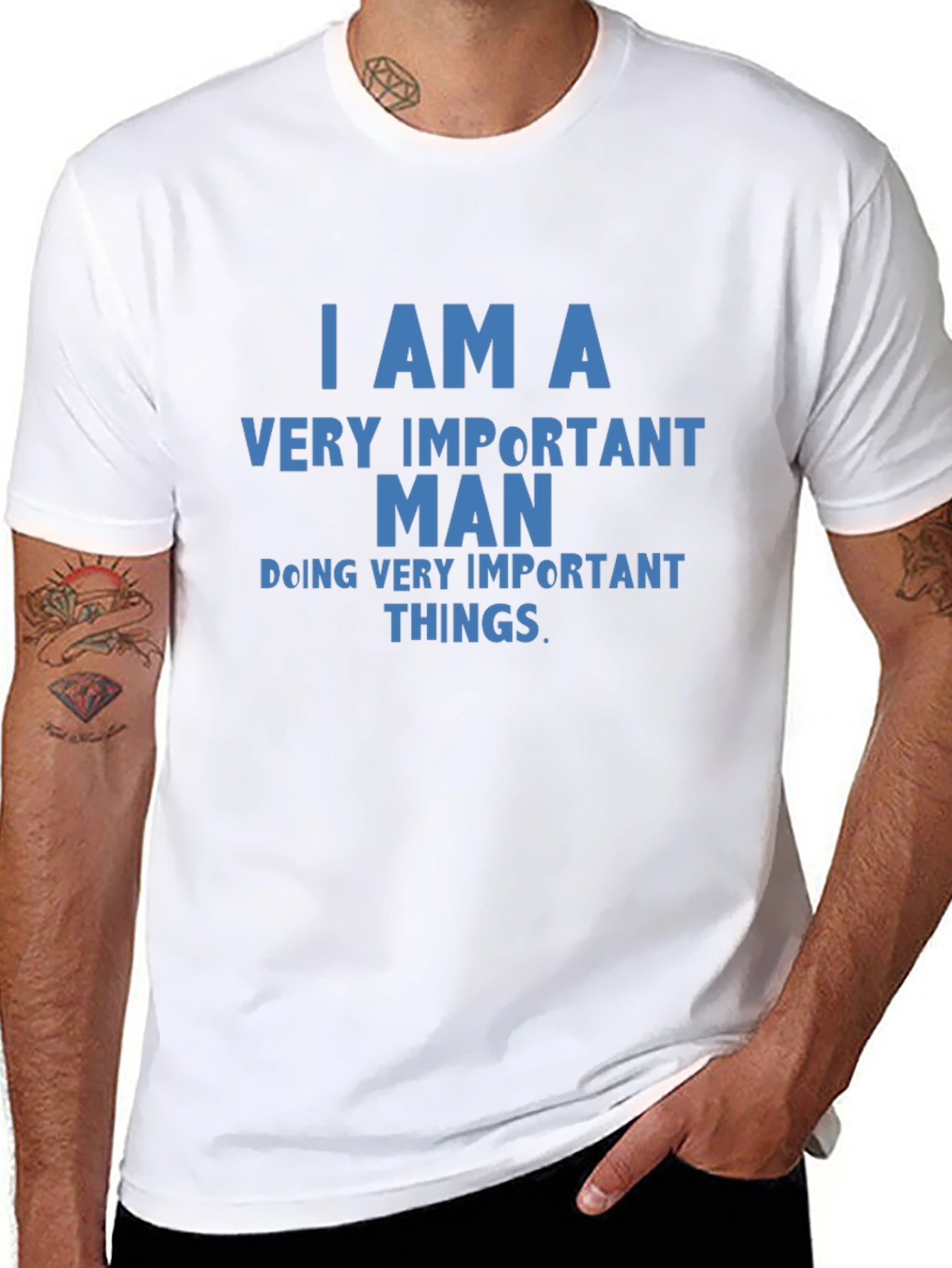 Important Man Graphic Tee - Black Cotton Blend T-Shirt