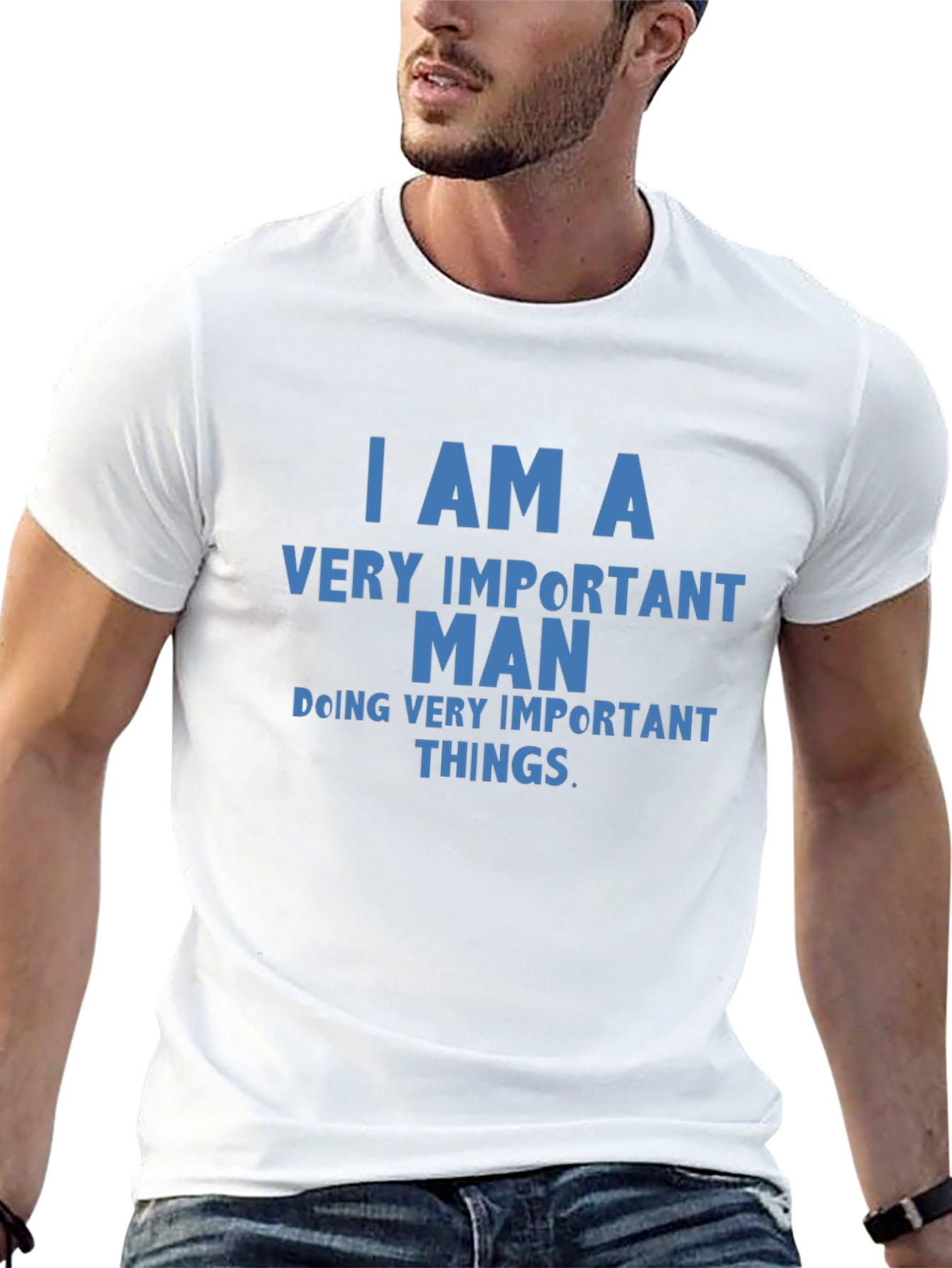 Important Man Graphic Tee - Black Cotton Blend T-Shirt