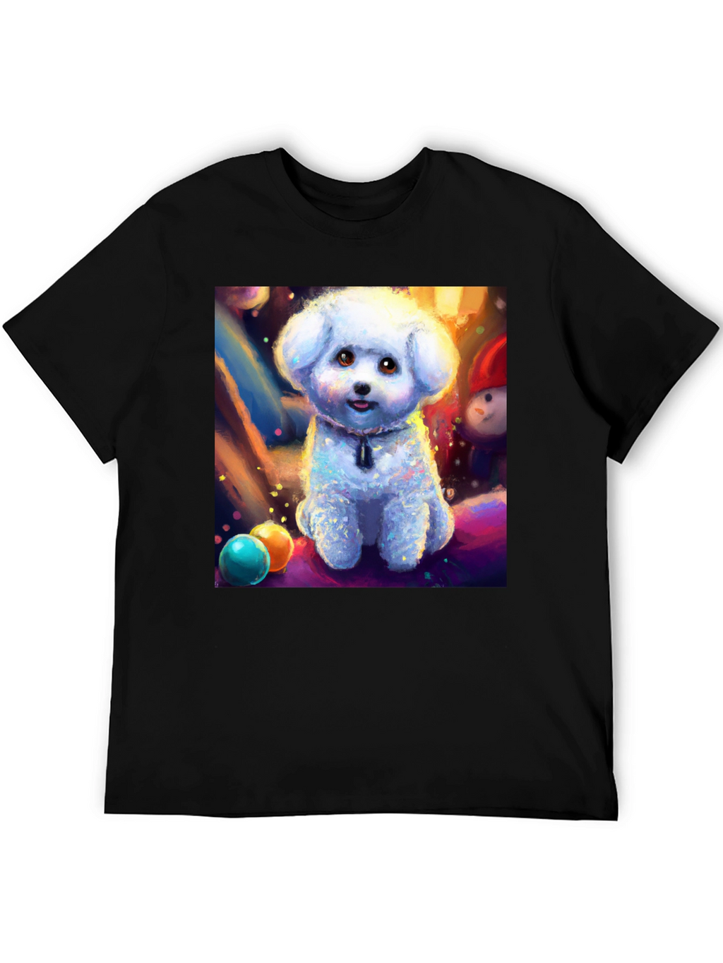 Cute Dog Graphic Tee - Black