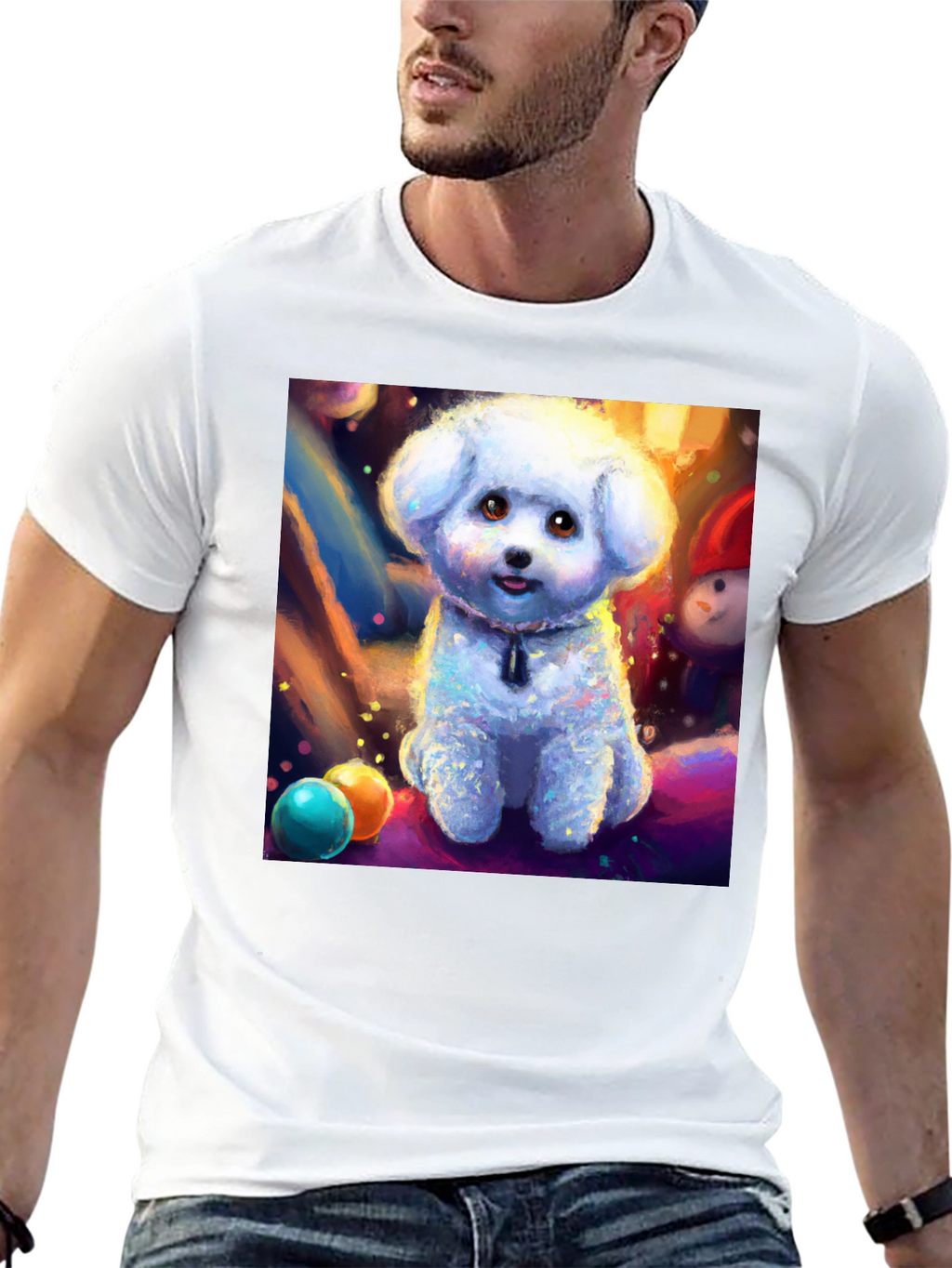 Cute Dog Graphic Tee - Black