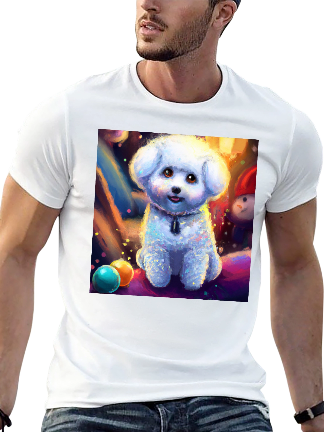 Cute Dog Graphic Tee - Black