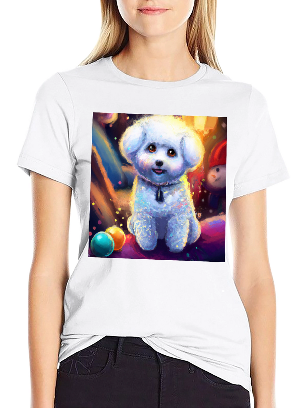 Cute Dog Graphic Tee - Black