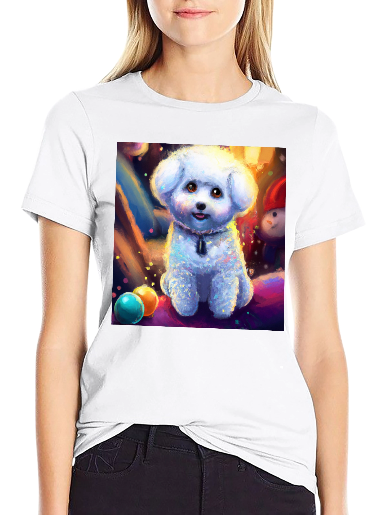 Cute Dog Graphic Tee - Black