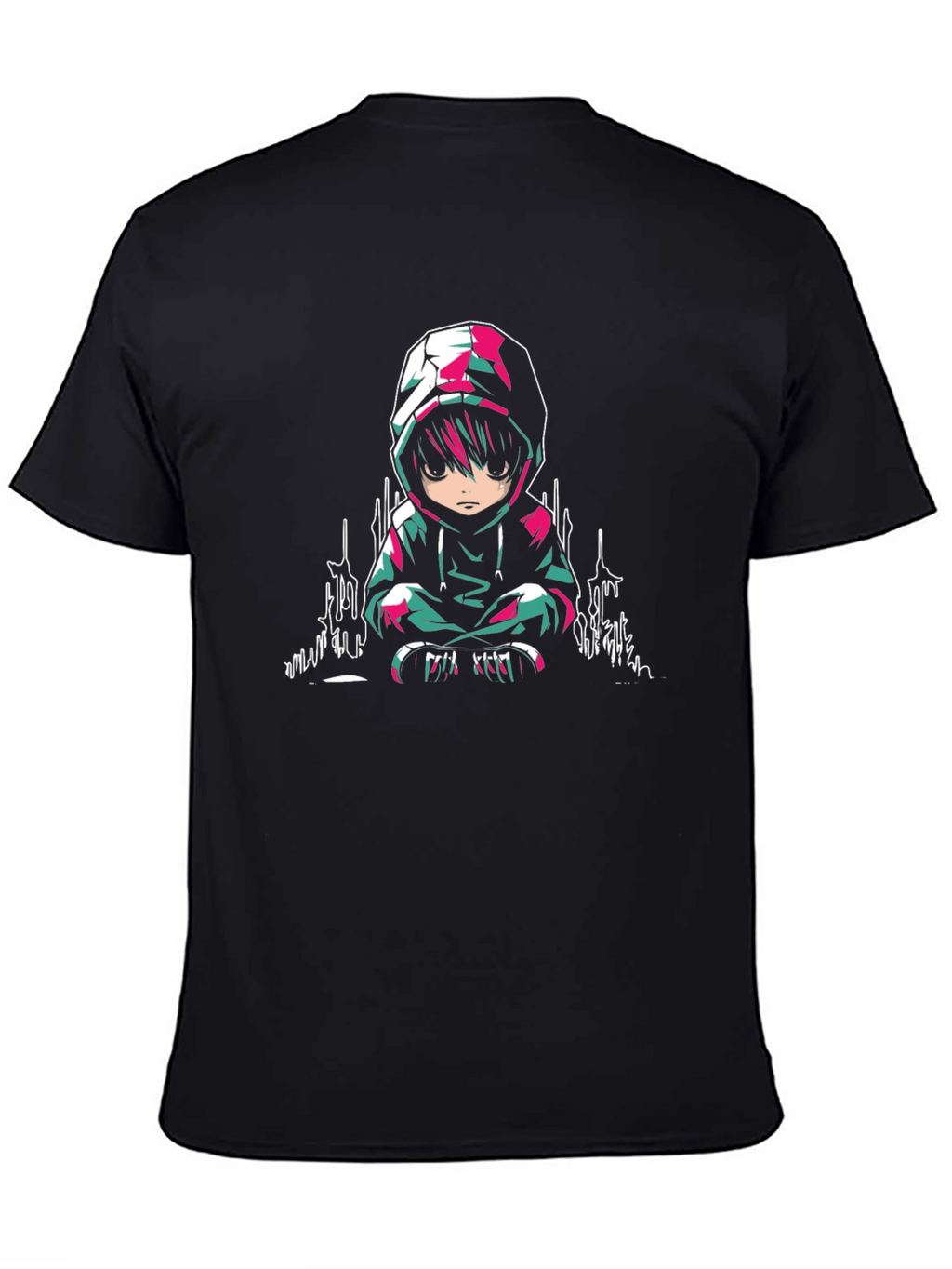 Anime Character Graphic Print Black T-Shirt