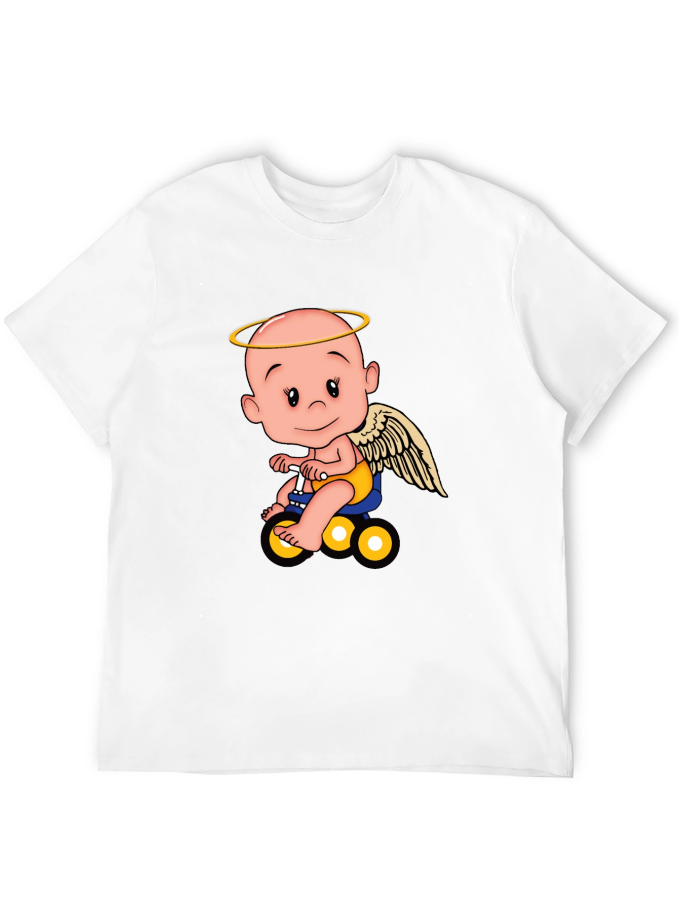 Angel Baby on Bike Graphic Tee - Black