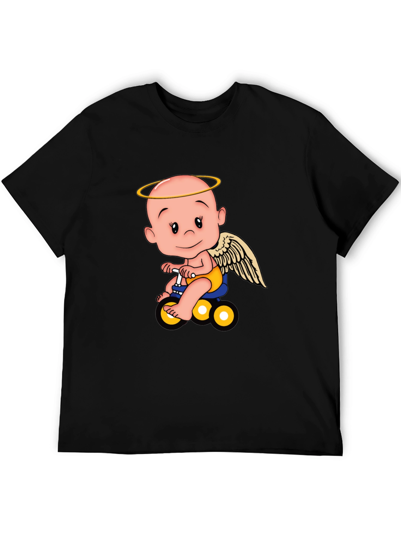 Angel Baby on Bike Graphic Tee - Black