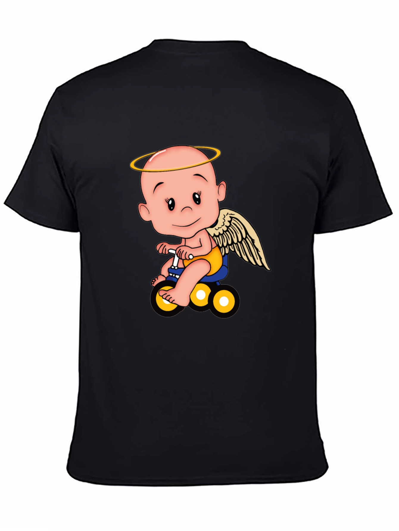Angel Baby on Bike Graphic Tee - Black