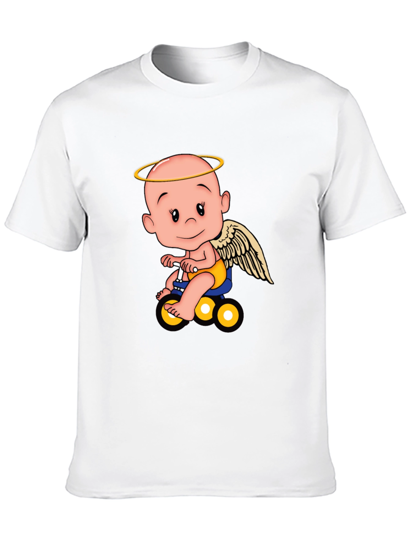 Angel Baby on Bike Graphic Tee - Black