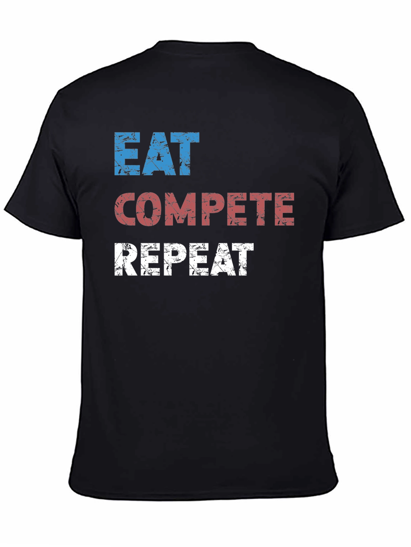 Eat Compete Repeat Graphic Tee - Black Cotton T-Shirt