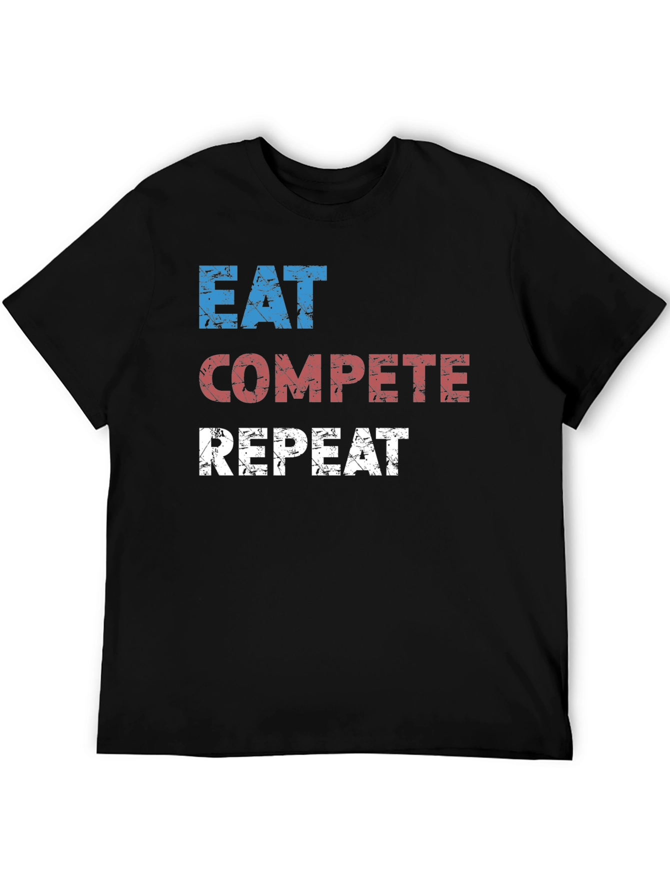 Eat Compete Repeat Graphic Tee - Black Cotton T-Shirt