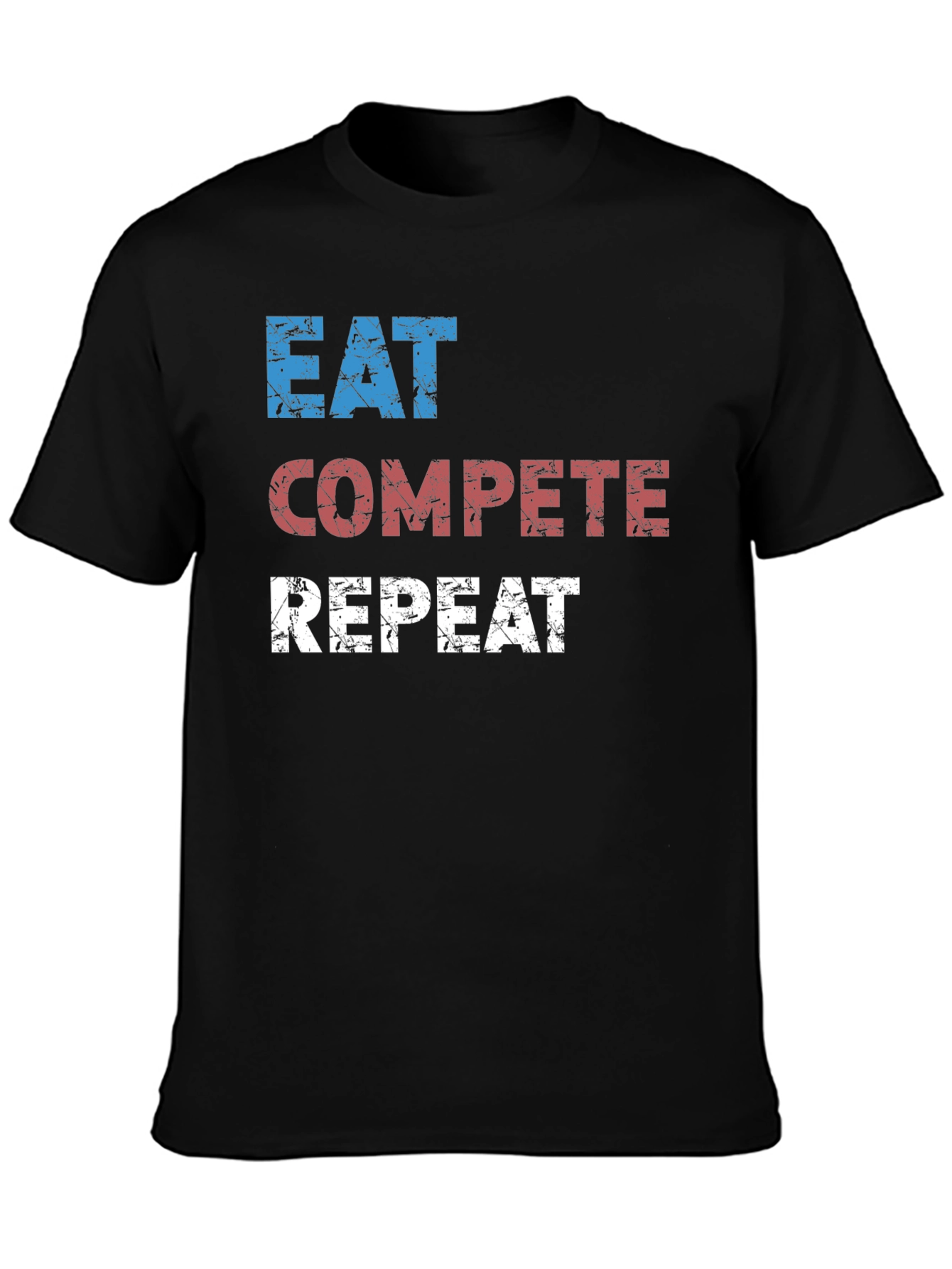 Eat Compete Repeat Graphic Tee - Black Cotton T-Shirt