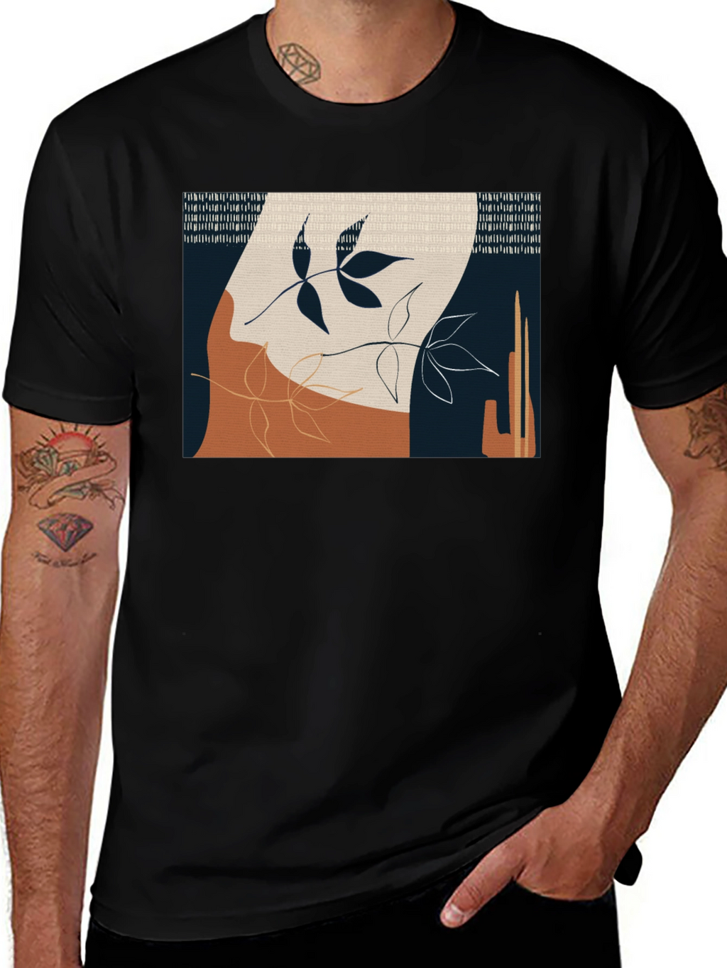 Abstract Botanical Graphic Print T-Shirt