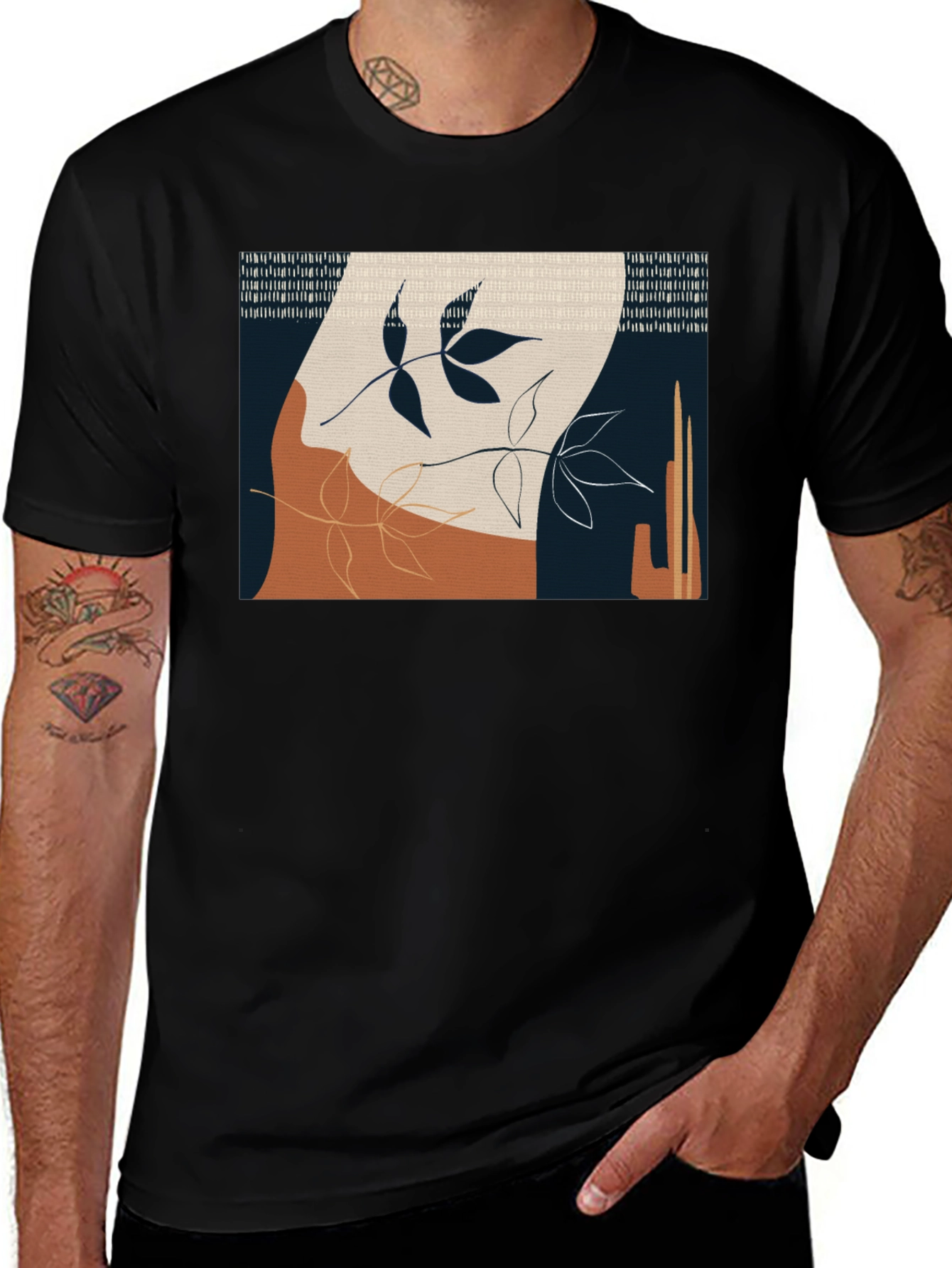 Abstract Botanical Graphic Print T-Shirt