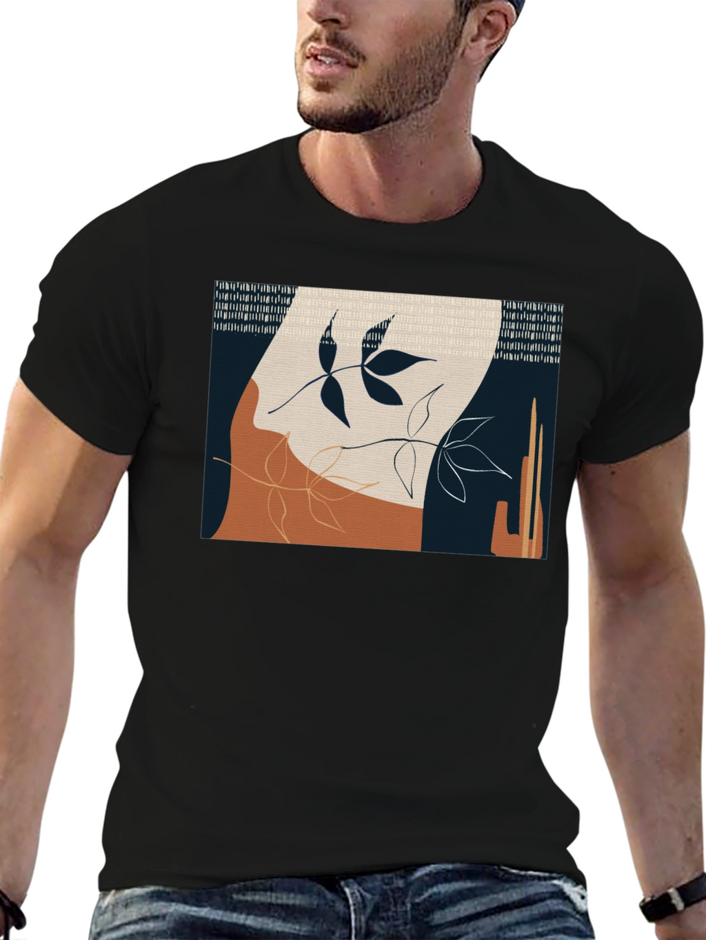 Abstract Botanical Graphic Print T-Shirt