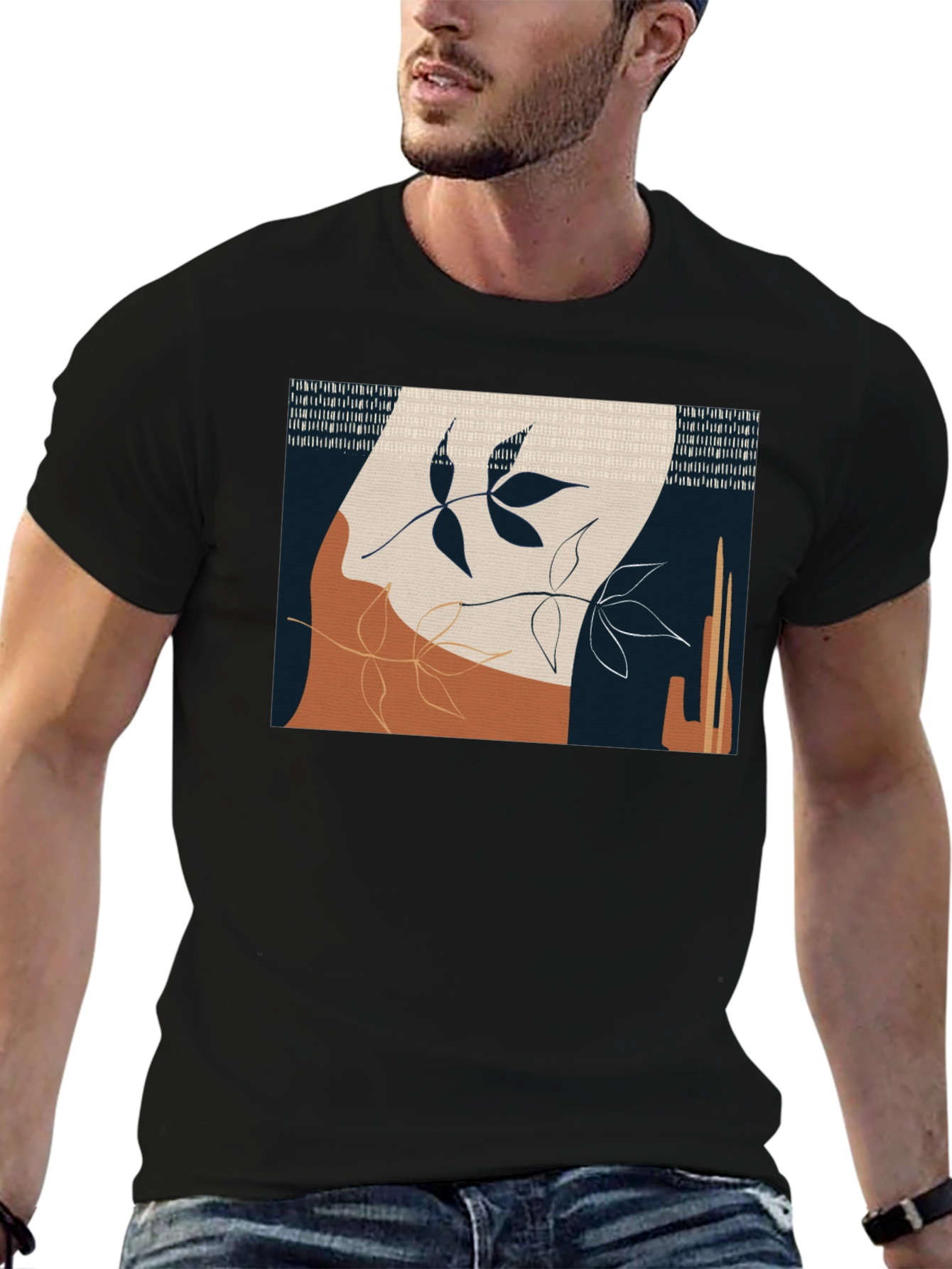 Abstract Botanical Graphic Print T-Shirt