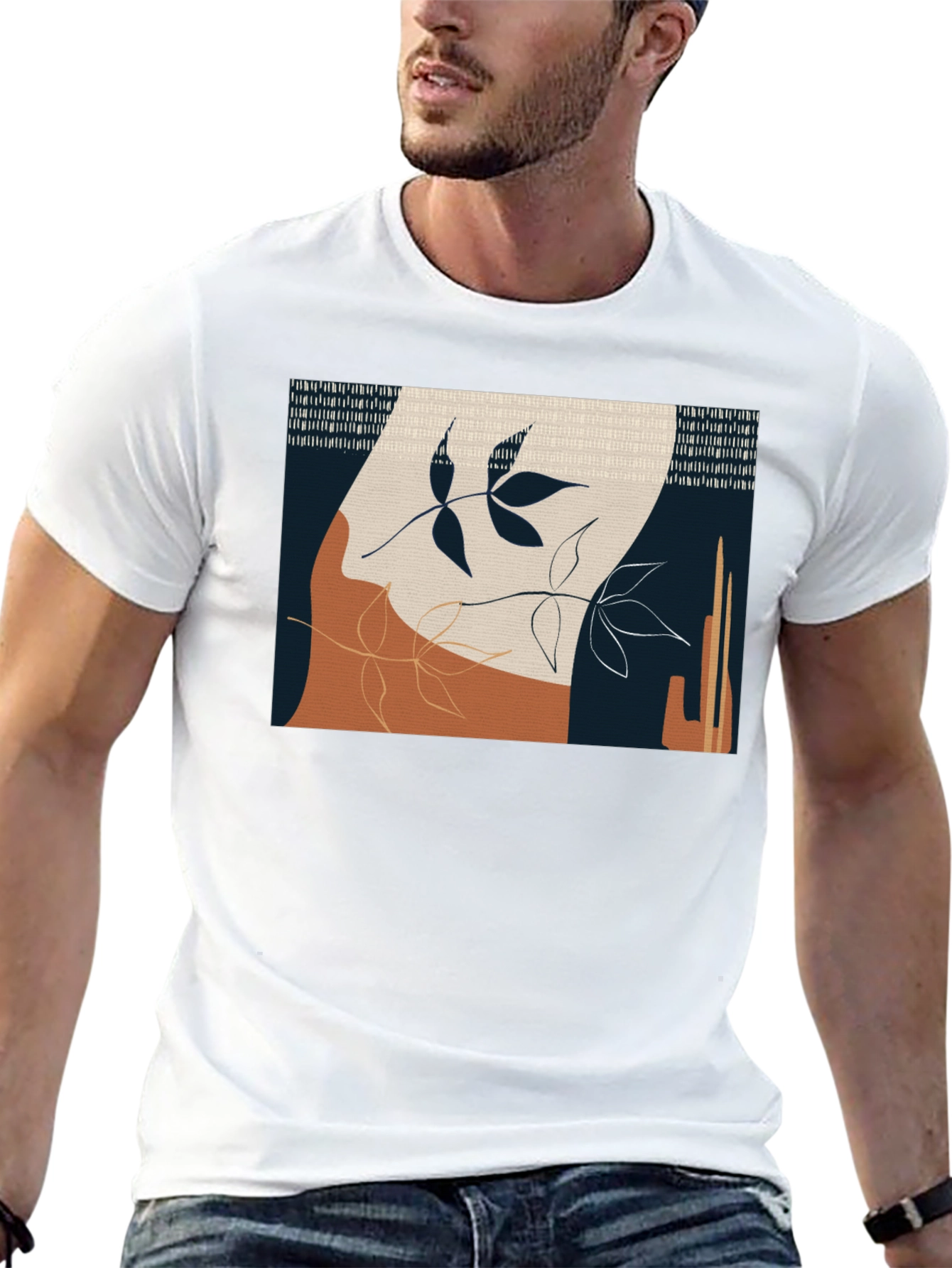 Abstract Botanical Graphic Print T-Shirt