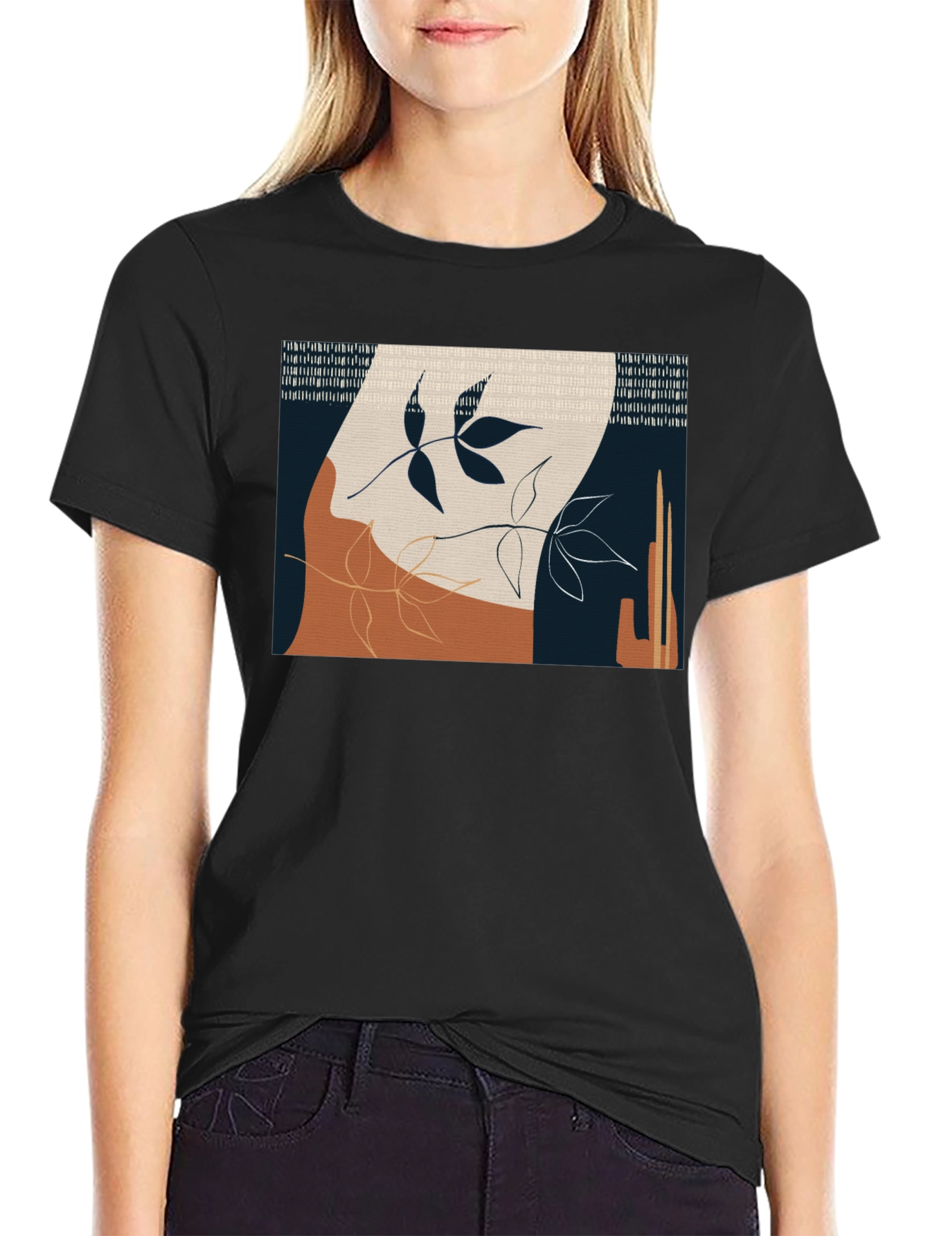 Abstract Botanical Graphic Print T-Shirt