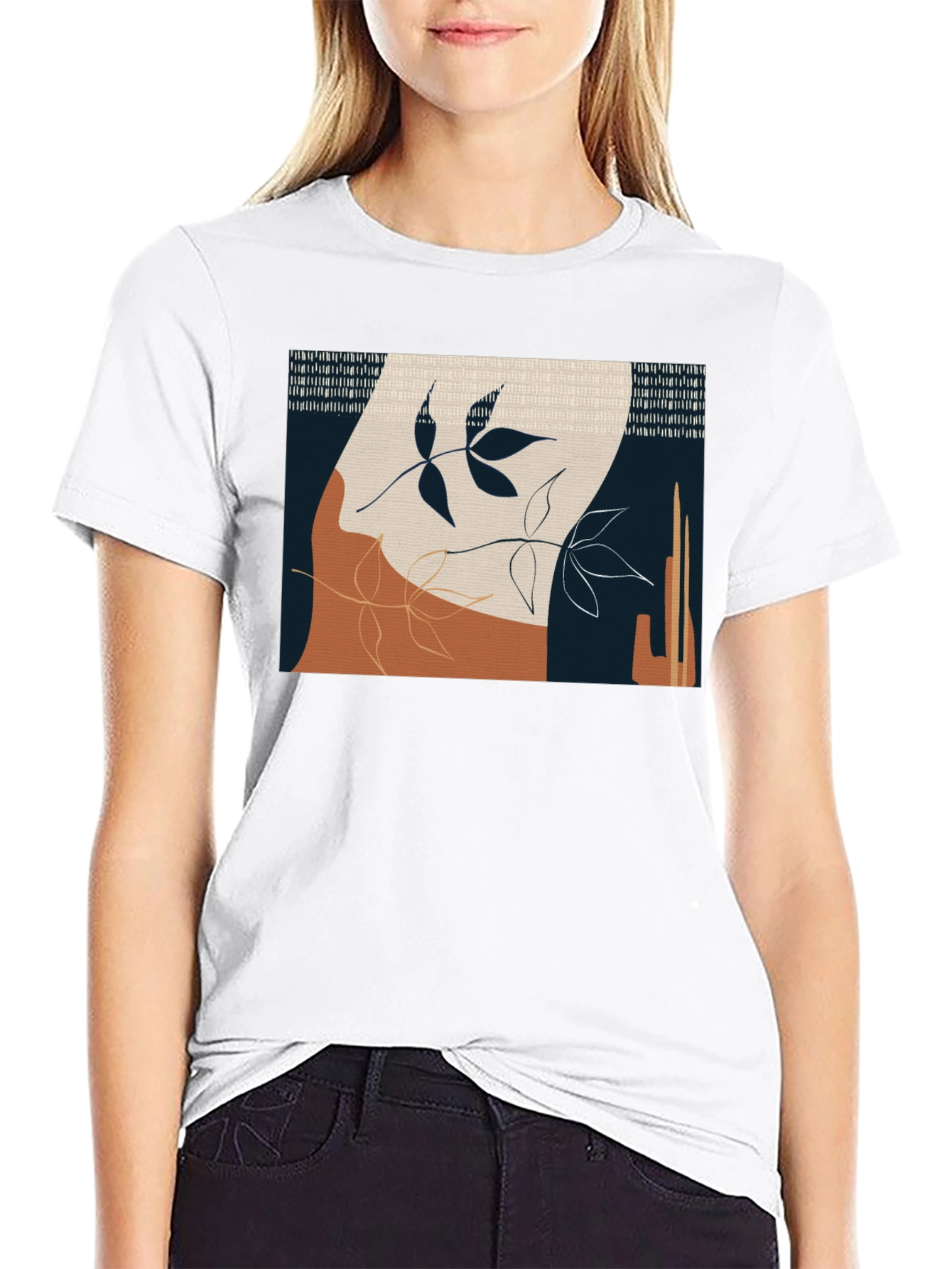 Abstract Botanical Graphic Print T-Shirt