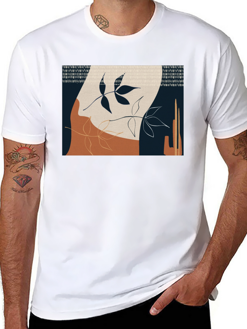 Abstract Botanical Graphic Print T-Shirt