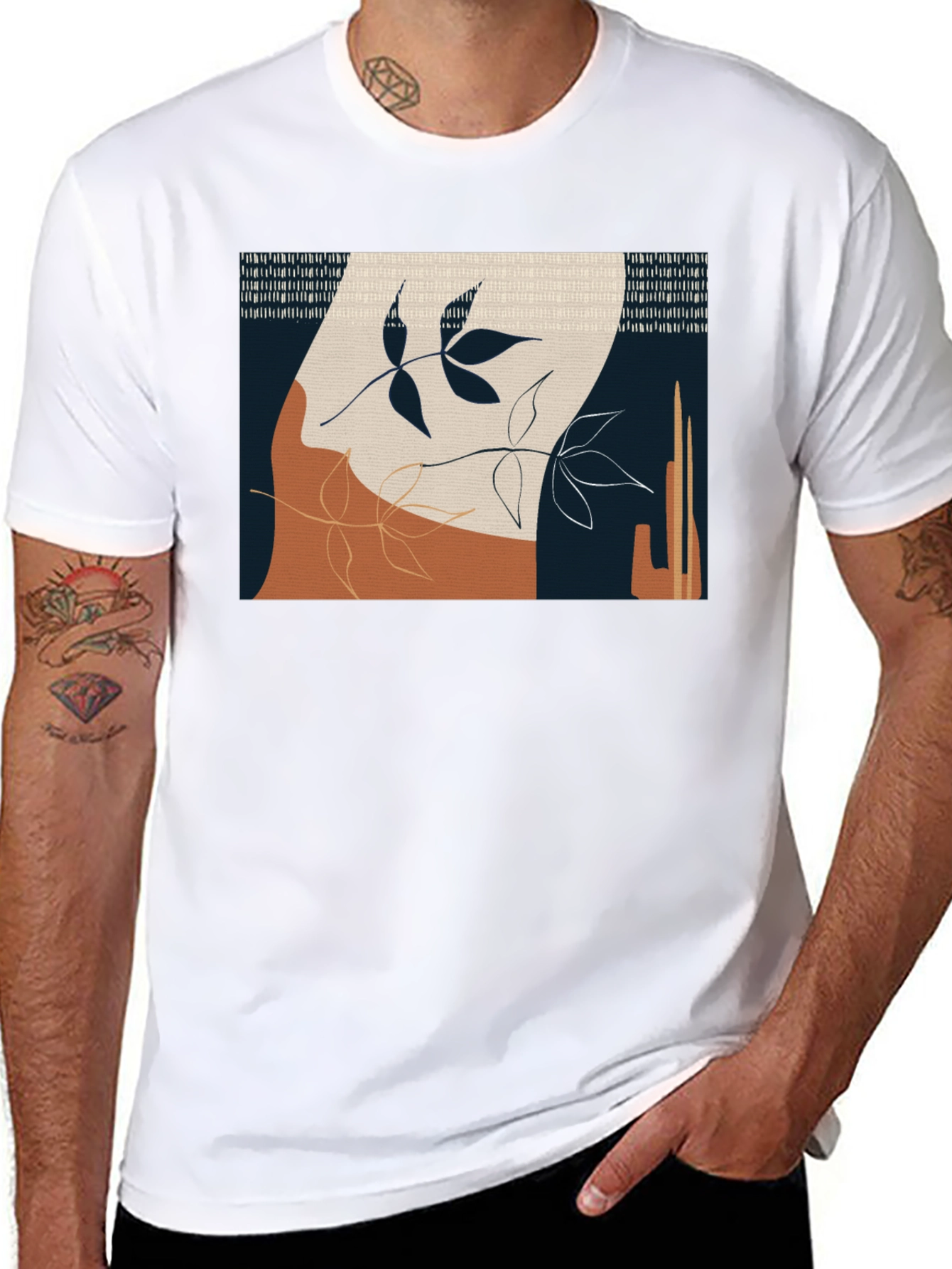 Abstract Botanical Graphic Print T-Shirt