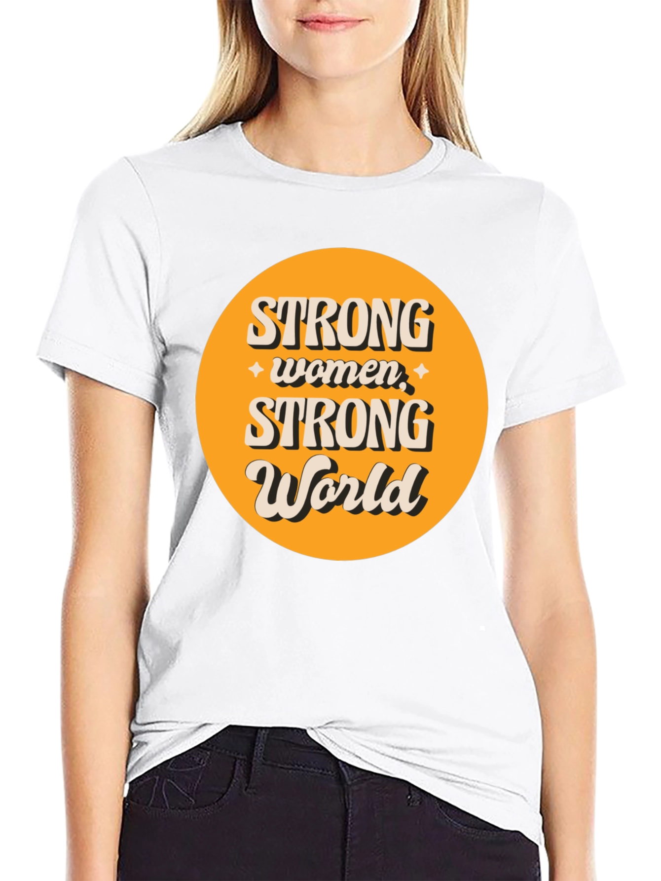 Strong Women Strong World Graphic Tee - Black