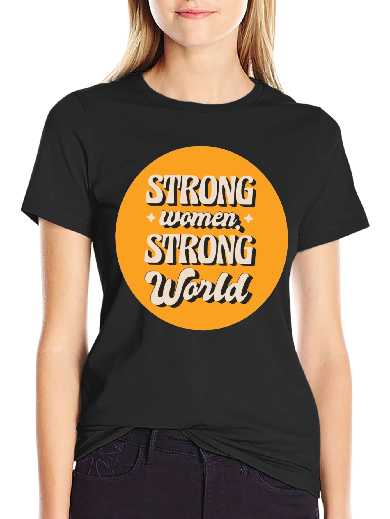 Strong Women Strong World Graphic Tee - Black