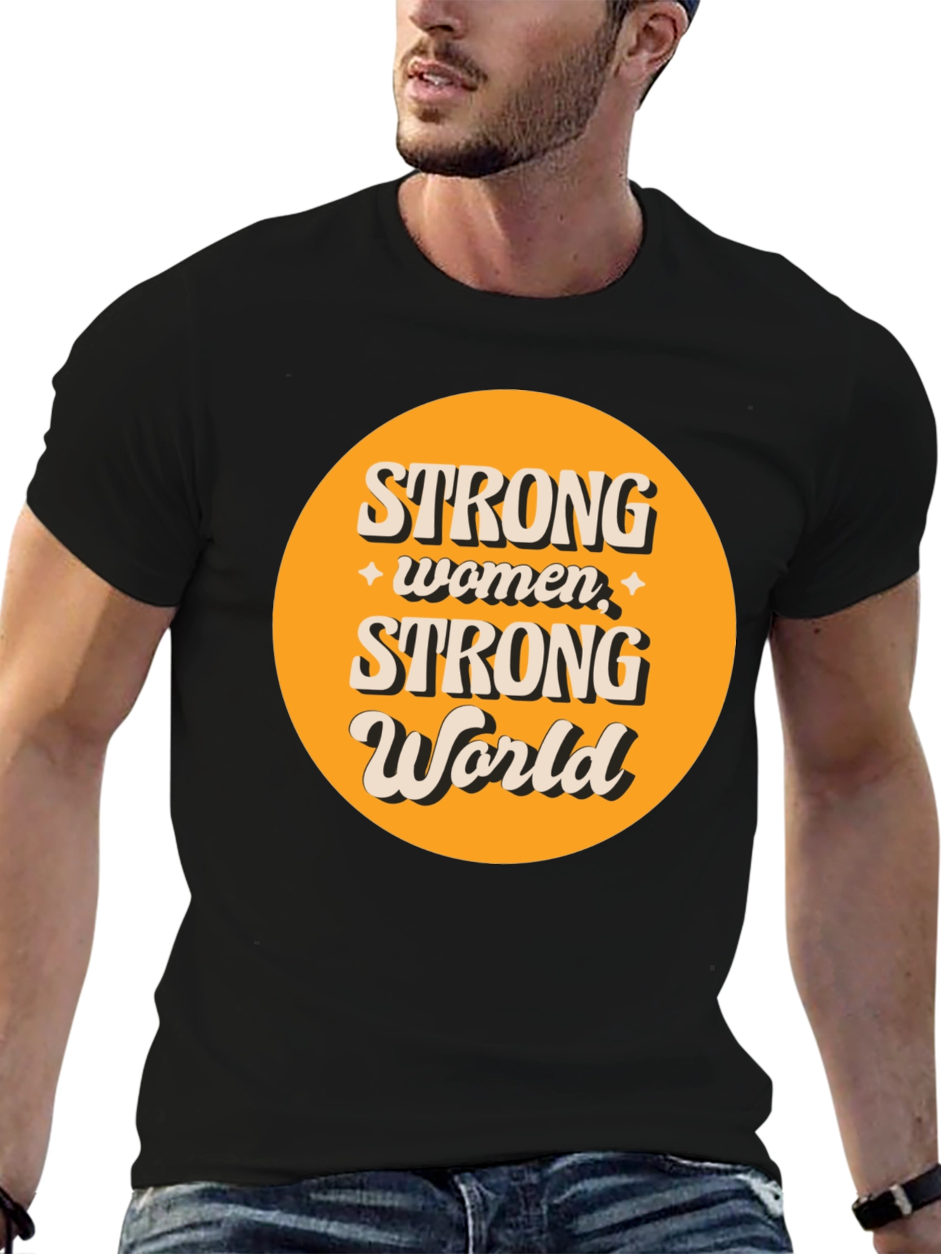 Strong Women Strong World Graphic Tee - Black